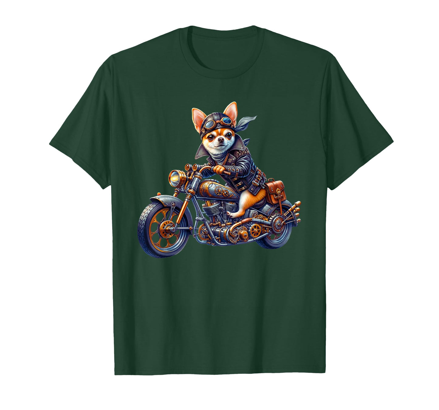 Cool Steampunk Chihuahua Biker Vintage Motorcycle Dog Lovers T-Shirt