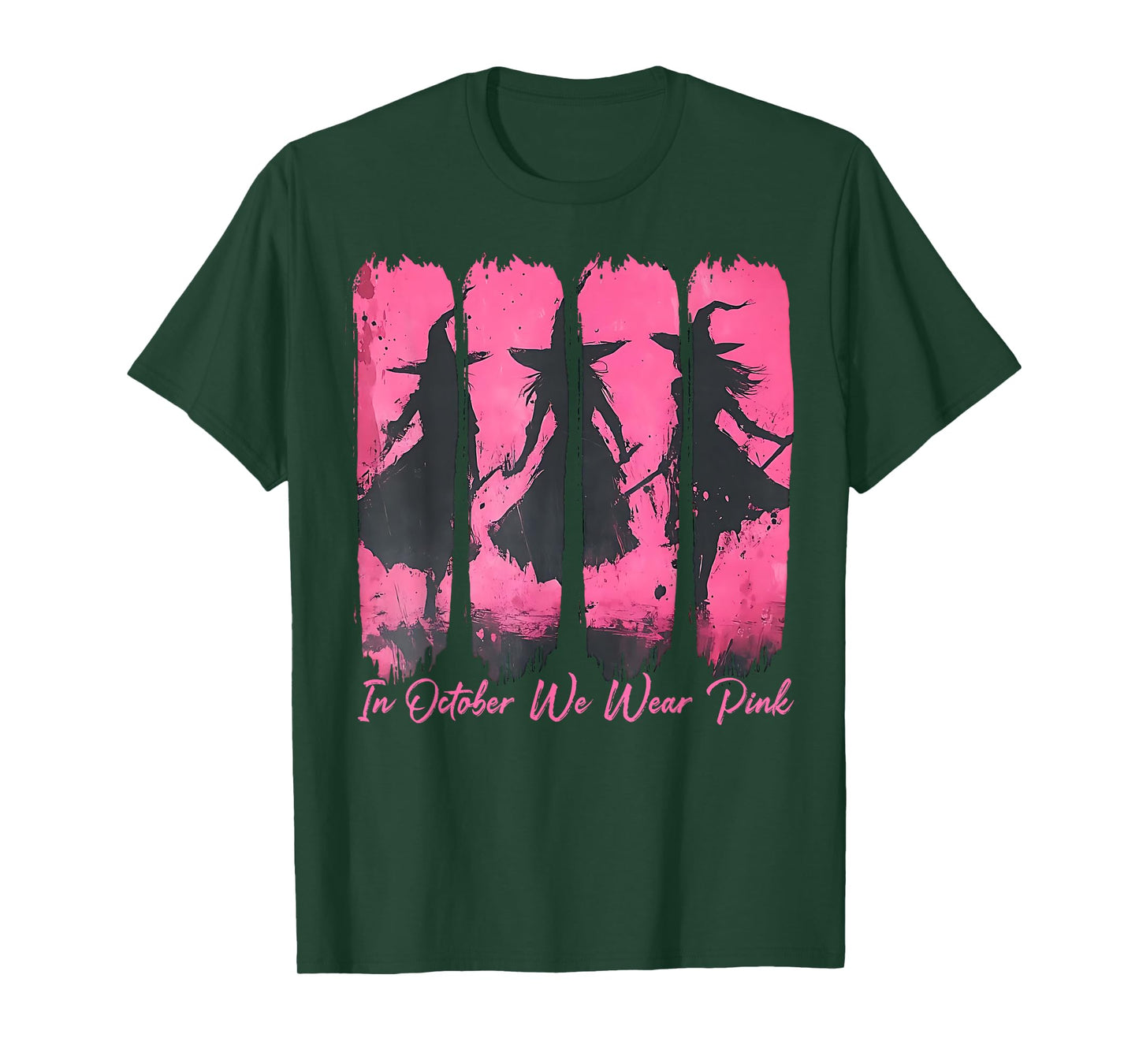 Retro in October We Wear Pink Witch Breast Cancer Awareness T-Shirt