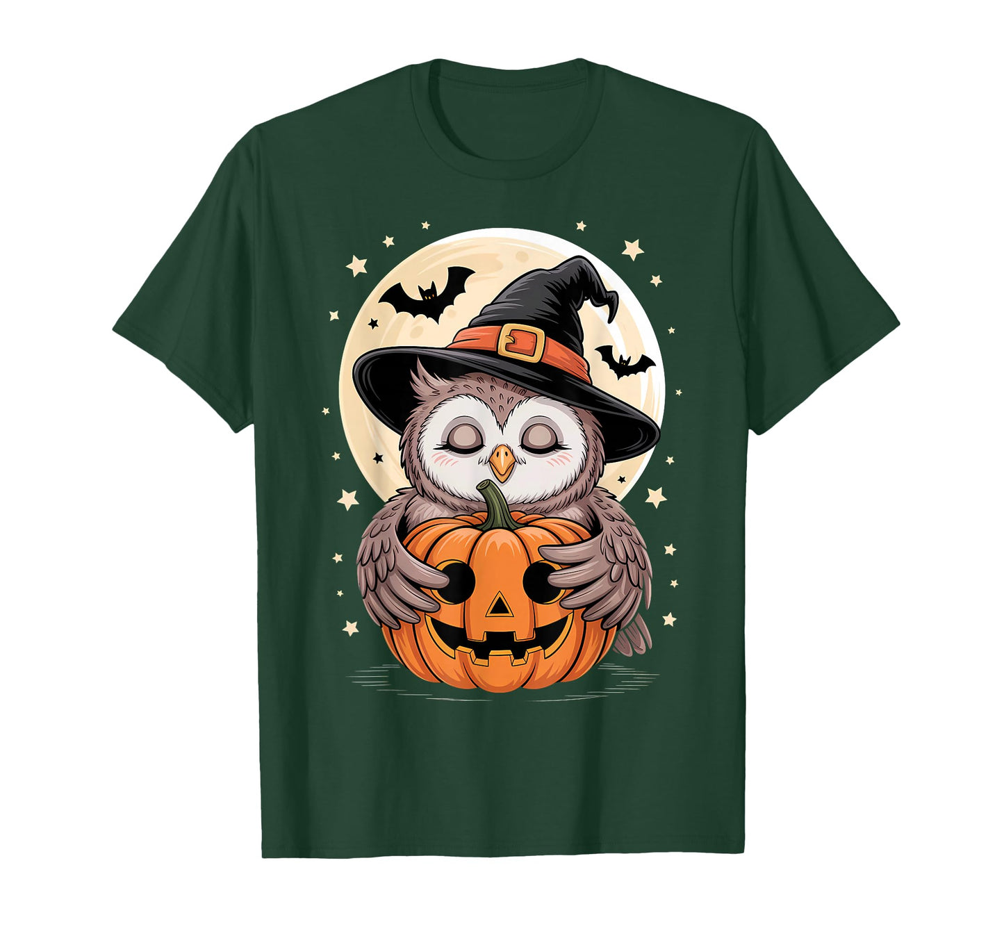 Halloween Owl Witch Hat Pumpkin Spooky T-Shirt