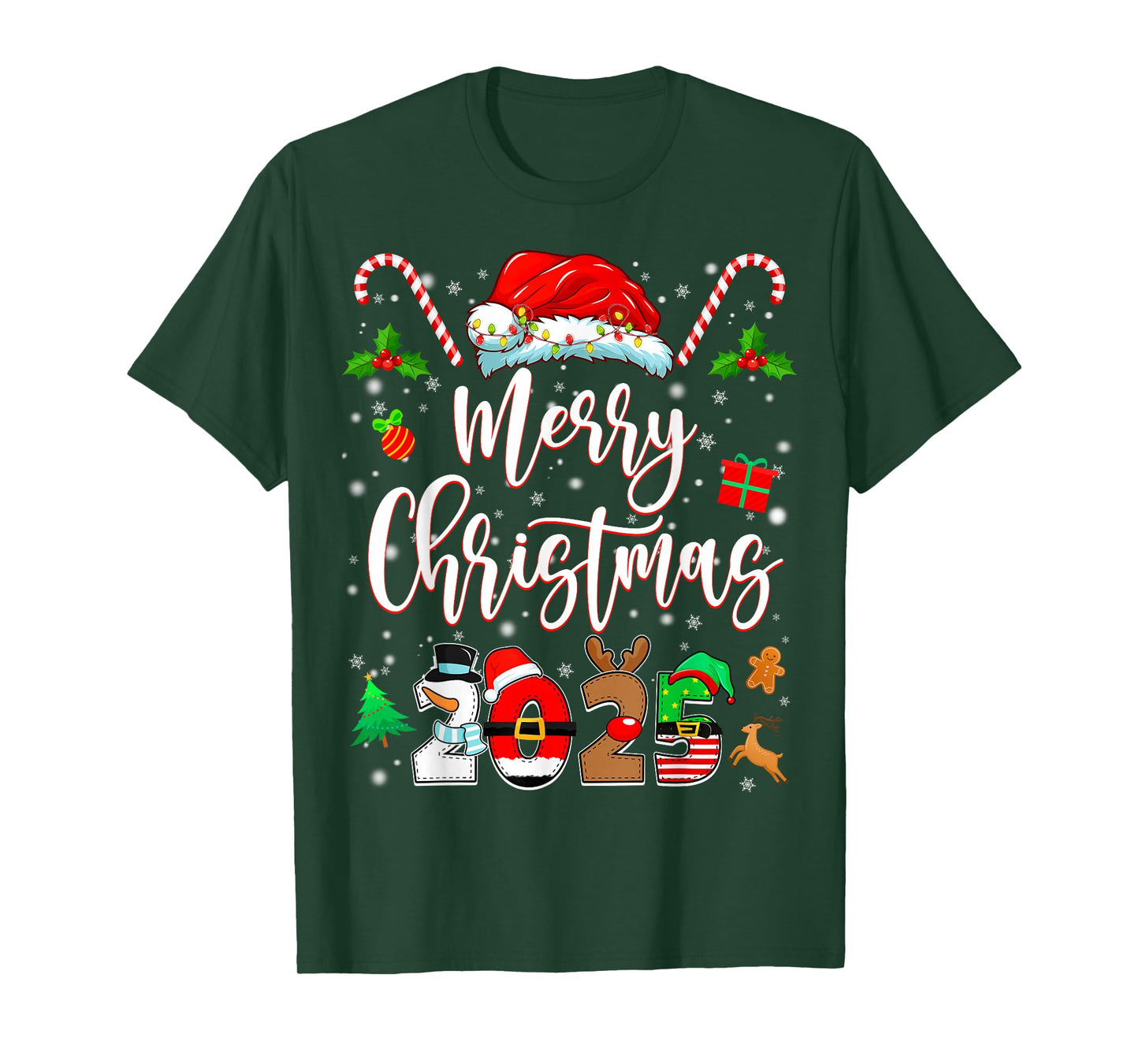 Merry Christmas 2025 Family Matching Pajamas Xmas Men Women T-Shirt