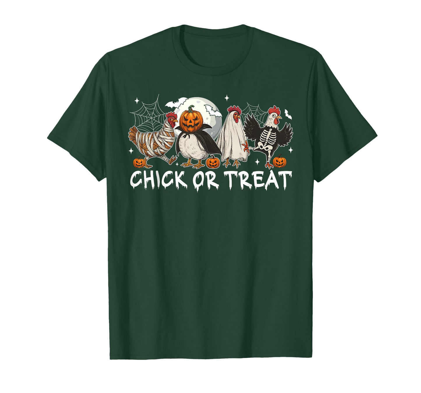 Chick Or Treat Funny Halloween Pumpkin Ghost Spooky Chicken T-Shirt