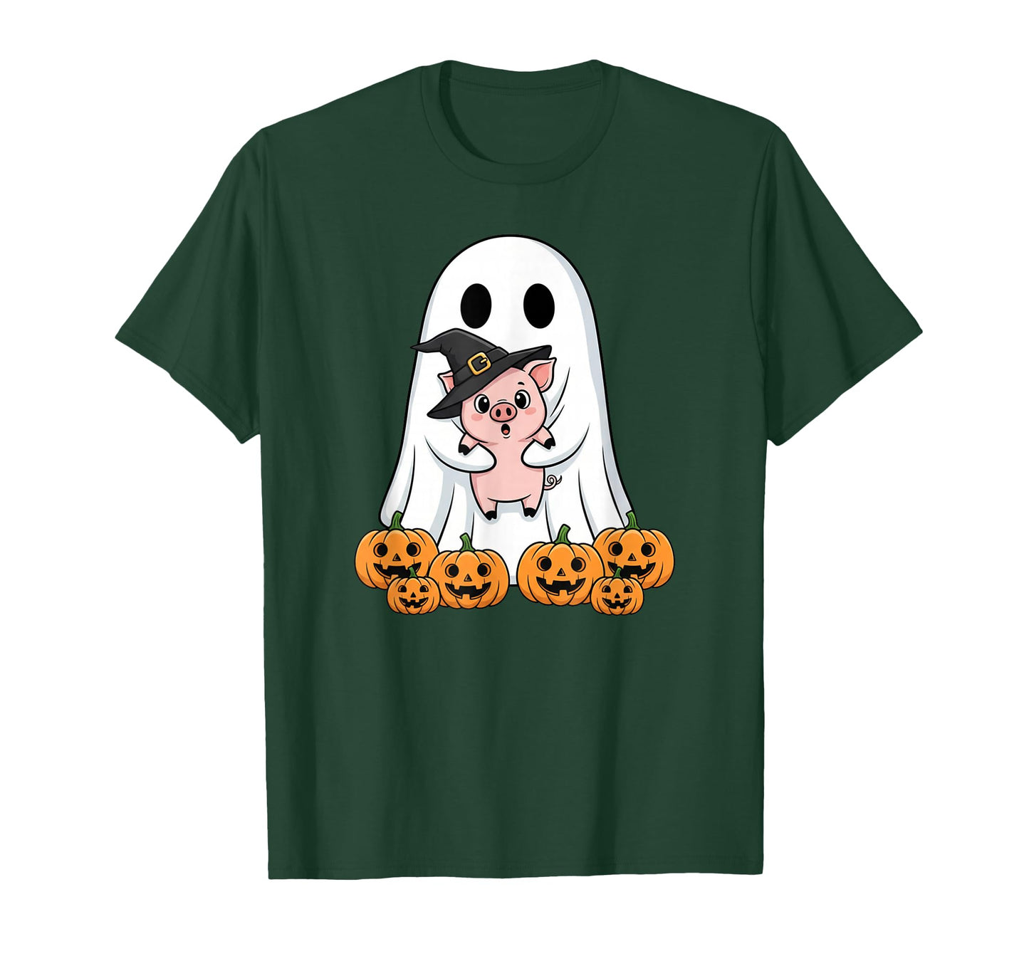 Funny Ghost Pig Pumpkin Halloween Kids Mens Womens T-Shirt