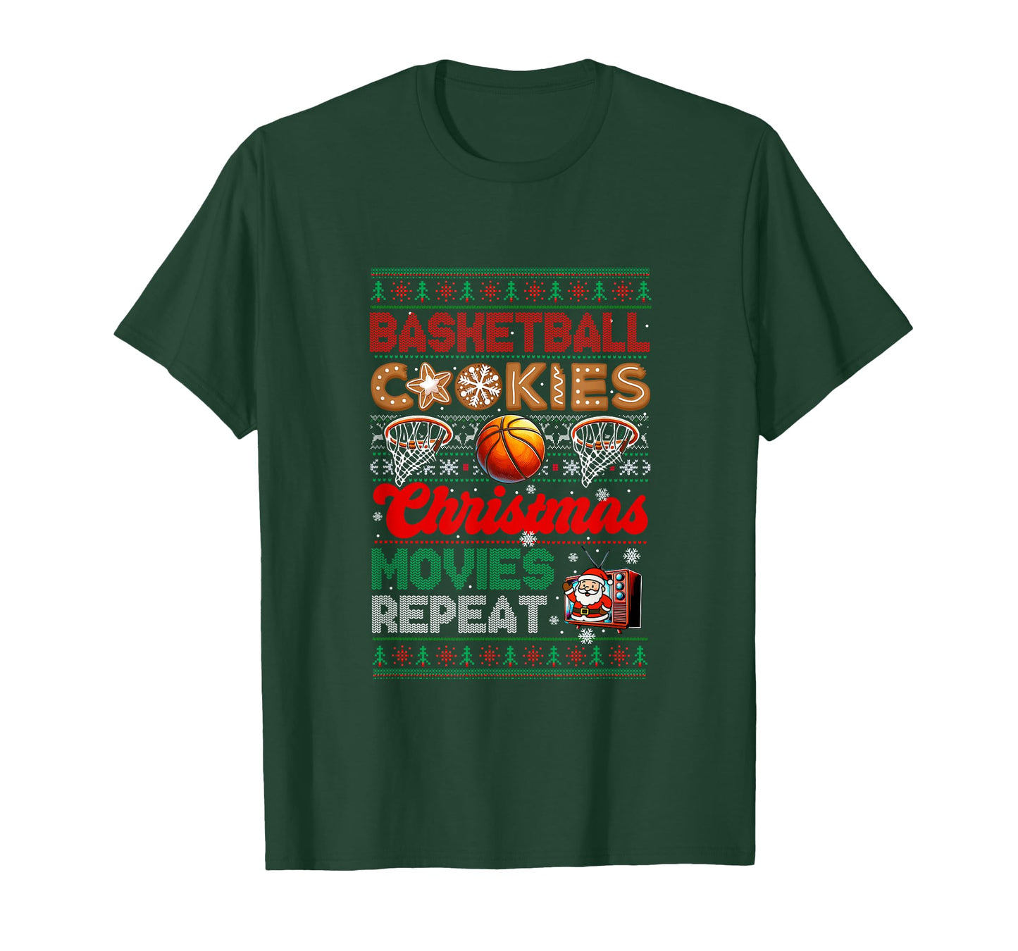 Basketball Cookies Christmas Movies Repeat Sweater Player T-Shirt