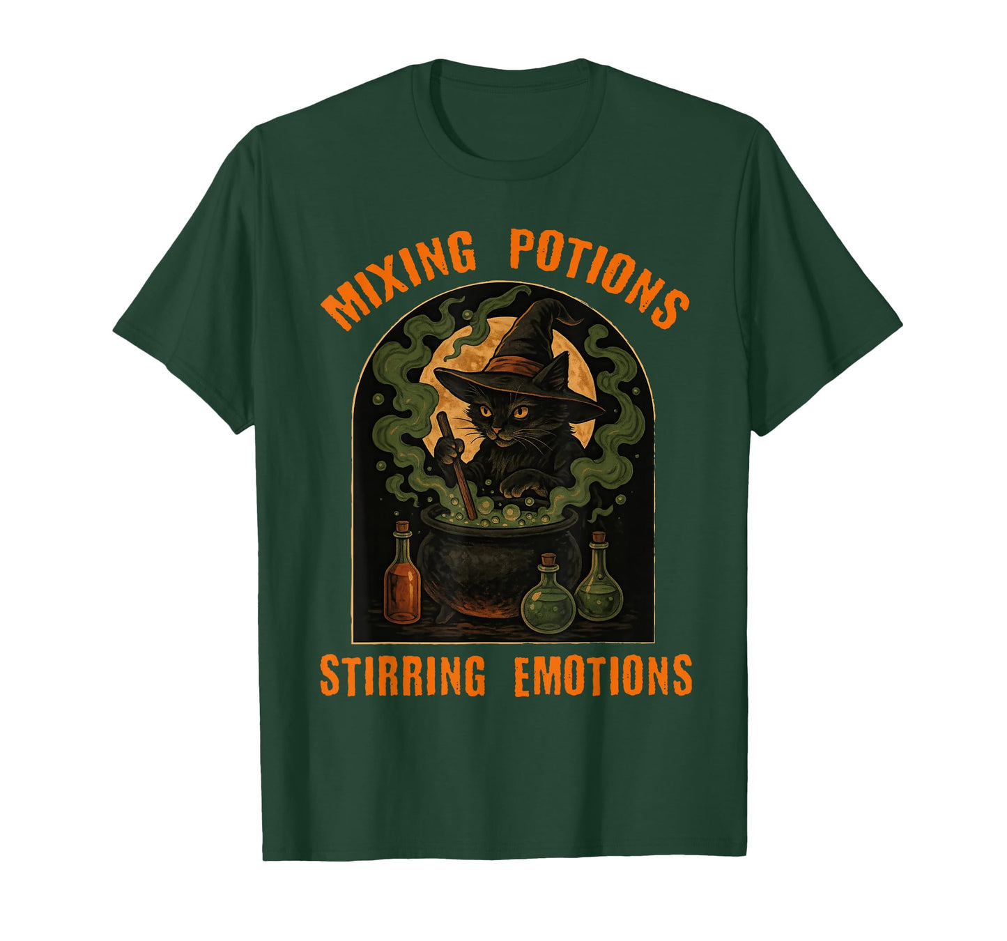 Mixing Potions Stirring Emotions Witch Cat Occult Wicca T-Shirt