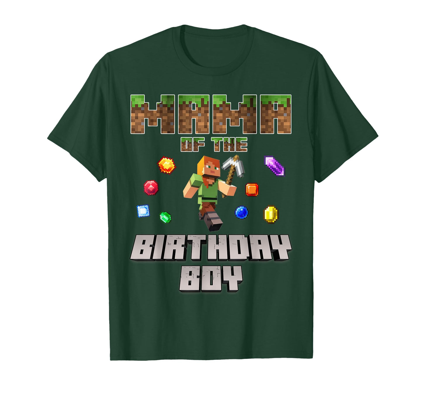 Mama Of The Birthday Boy Video Gamer Pixel Number T-Shirt