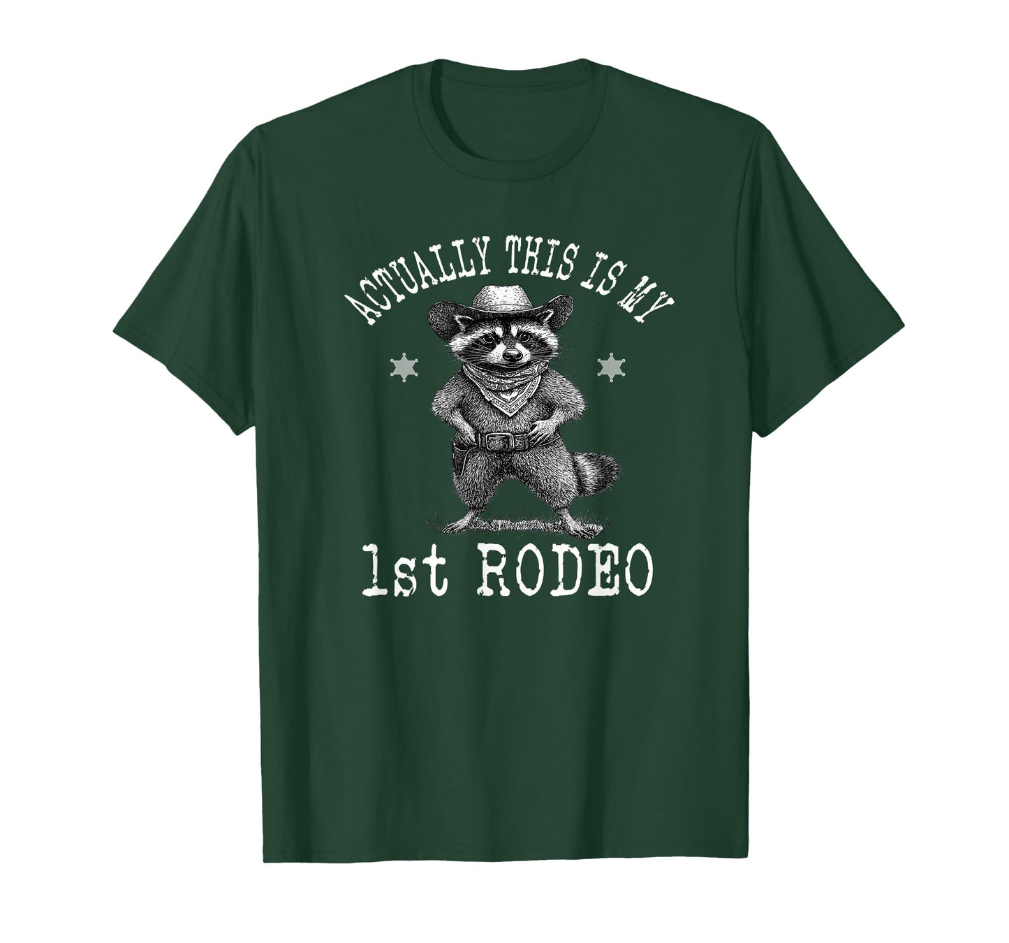 Actually This Is My First Rodeo Vintage Raccoon Cowboy Funny T-Shirt