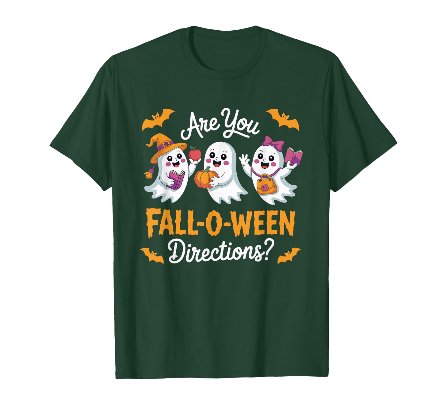Fall-O-Ween Directions Funny Halloween Teacher Ghost Joke T-Shirt