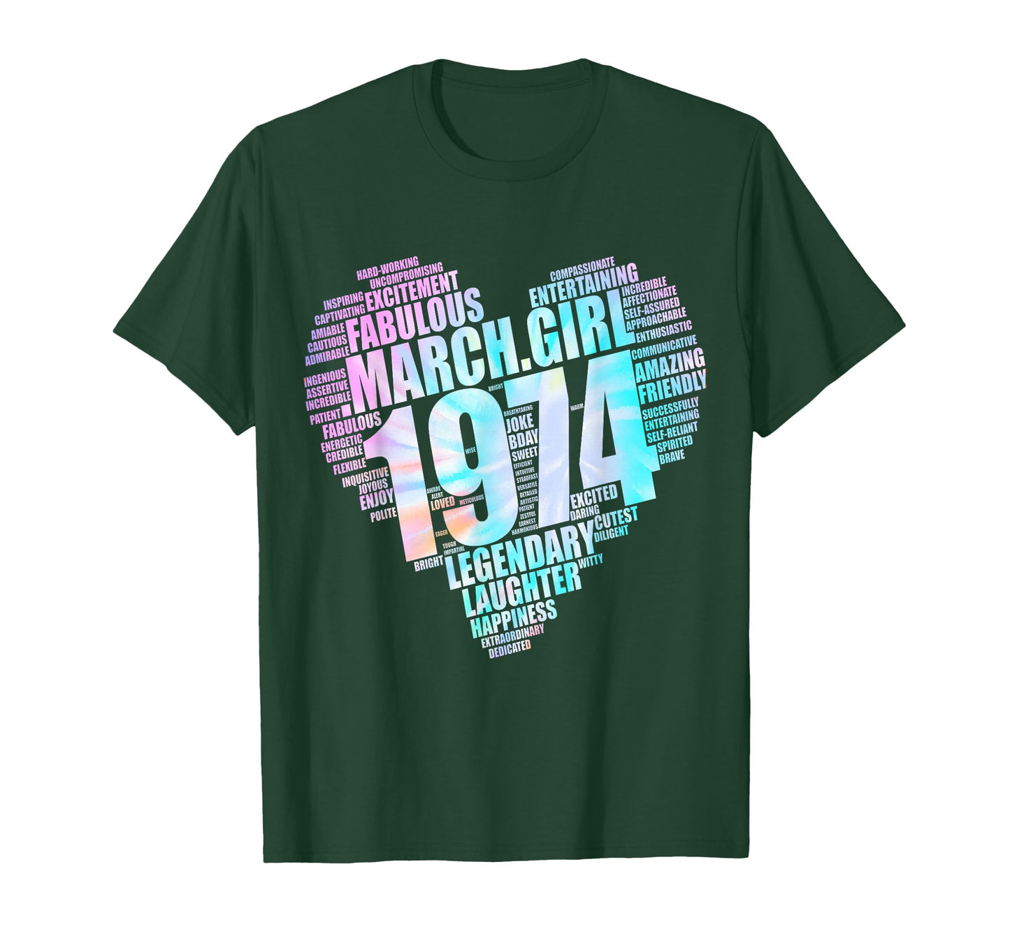 MARCH GIRL 1974 Awesome Fabulous Fifties Heart 51st Birthday T-Shirt