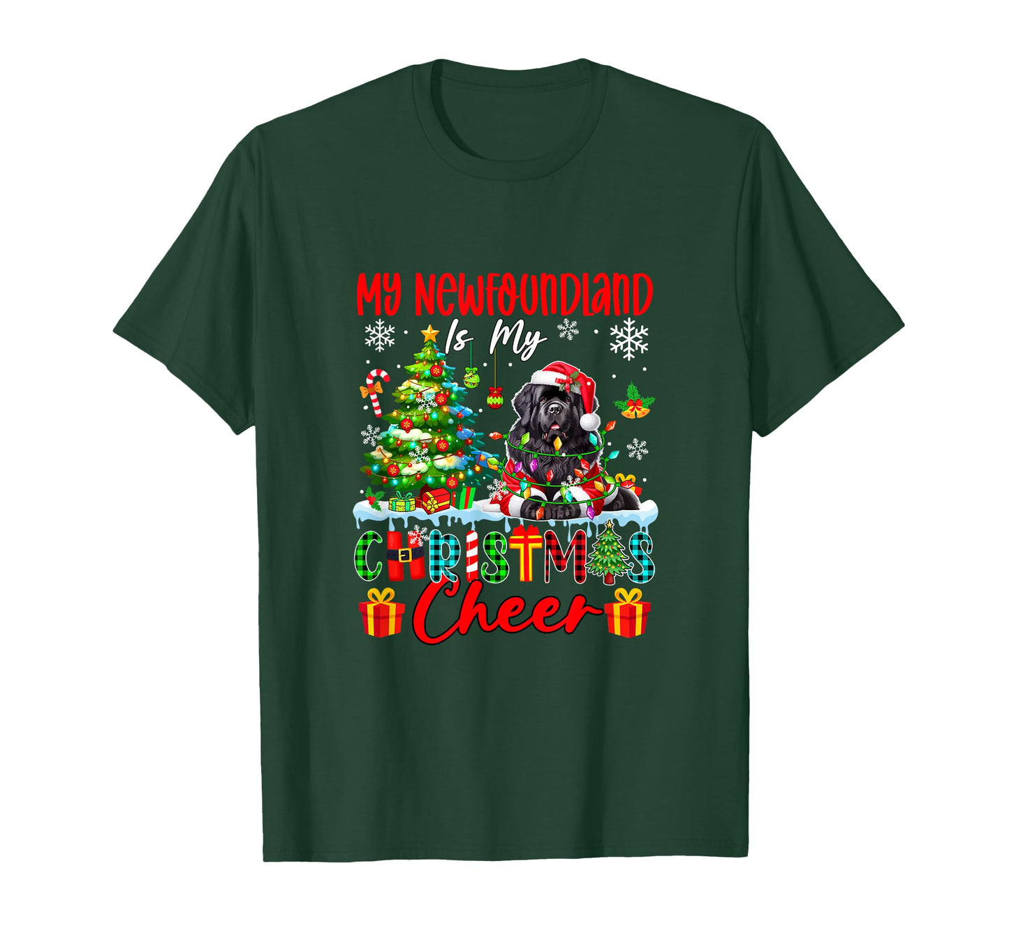 My Newfoundland is My Xmas Cheer Funny Santa Dog Owner Kids T-Shirt