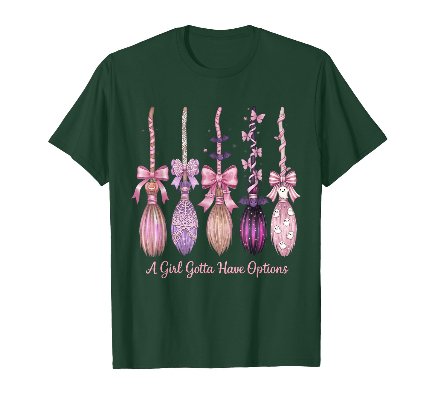 A Girl Gotta Have Options Witch Broom Halloween Retro Witchy T-Shirt