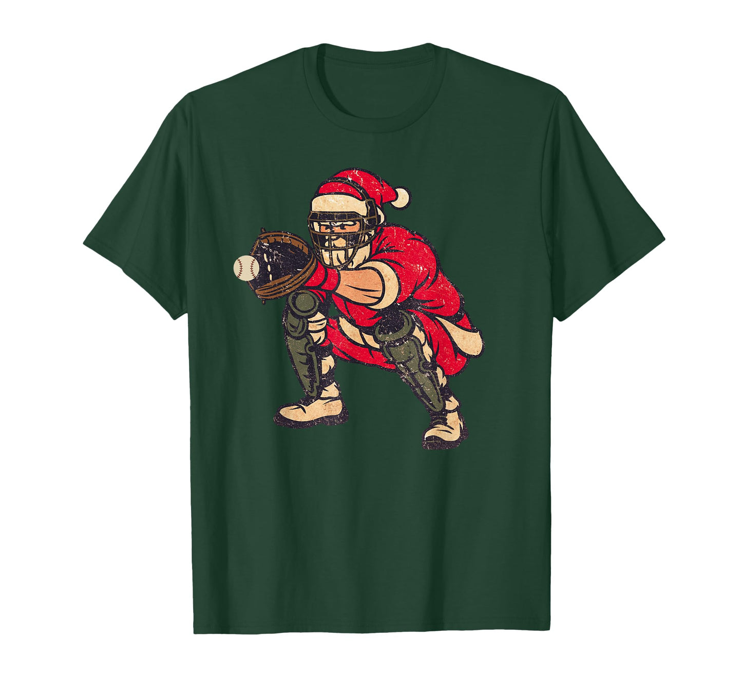 Santa Claus Playing Baseball Xmas Holiday Funny Christmas T-Shirt