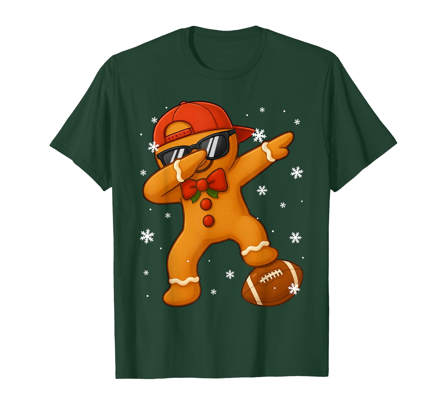 Cool Dabbing Gingerbread Football Christmas Xmas Boy Men T-Shirt