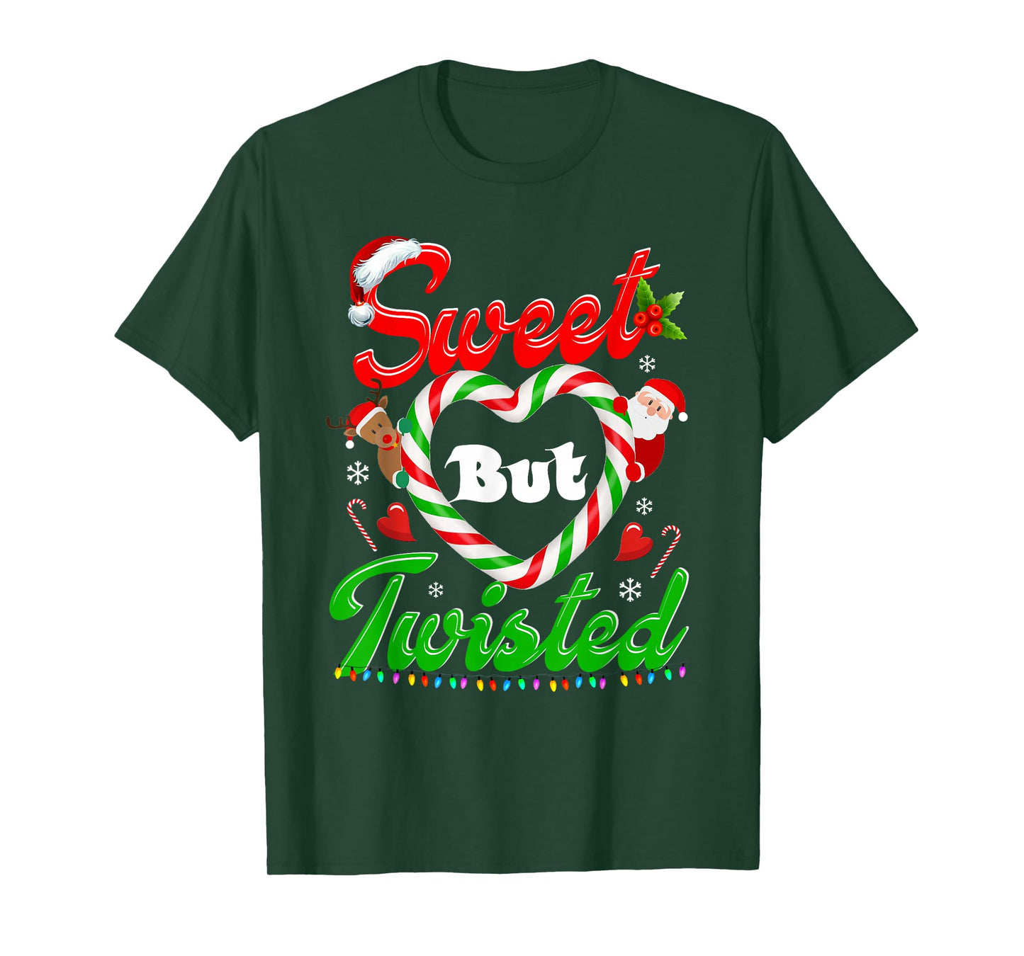 Candy Cane Sweet But Twisted Funny Christmas Matching Family T-Shirt