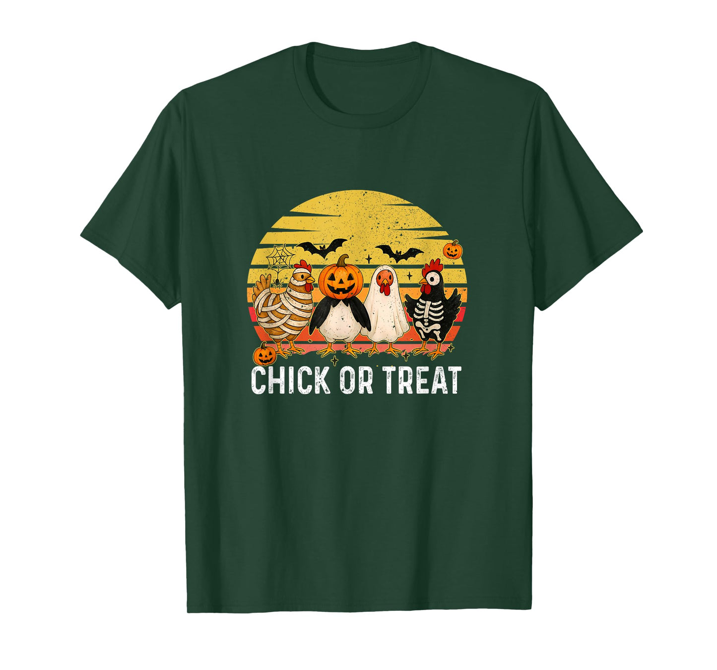 Halloween Chick Or Treat Pumpkin Spooky Witch Chicken Farmer T-Shirt
