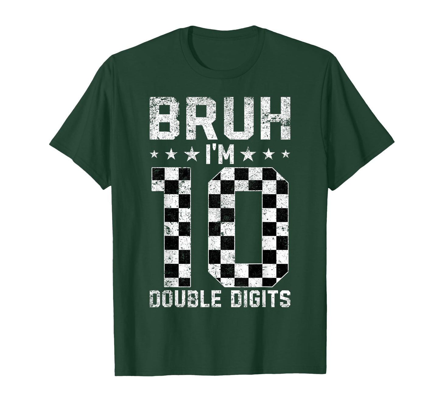 10th Birthday Race Car Bruh I'm Double Digits 10 Years Old T-Shirt