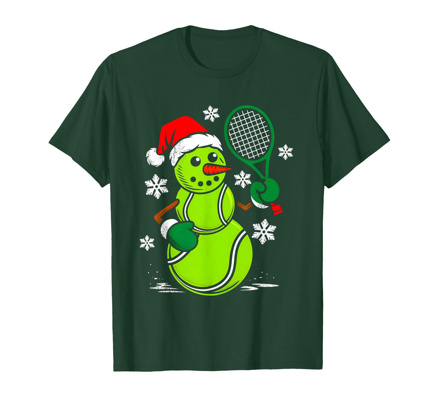 Tennis Santa Hat Snowman Xmas Funny Tennis Lover Christmas T-Shirt