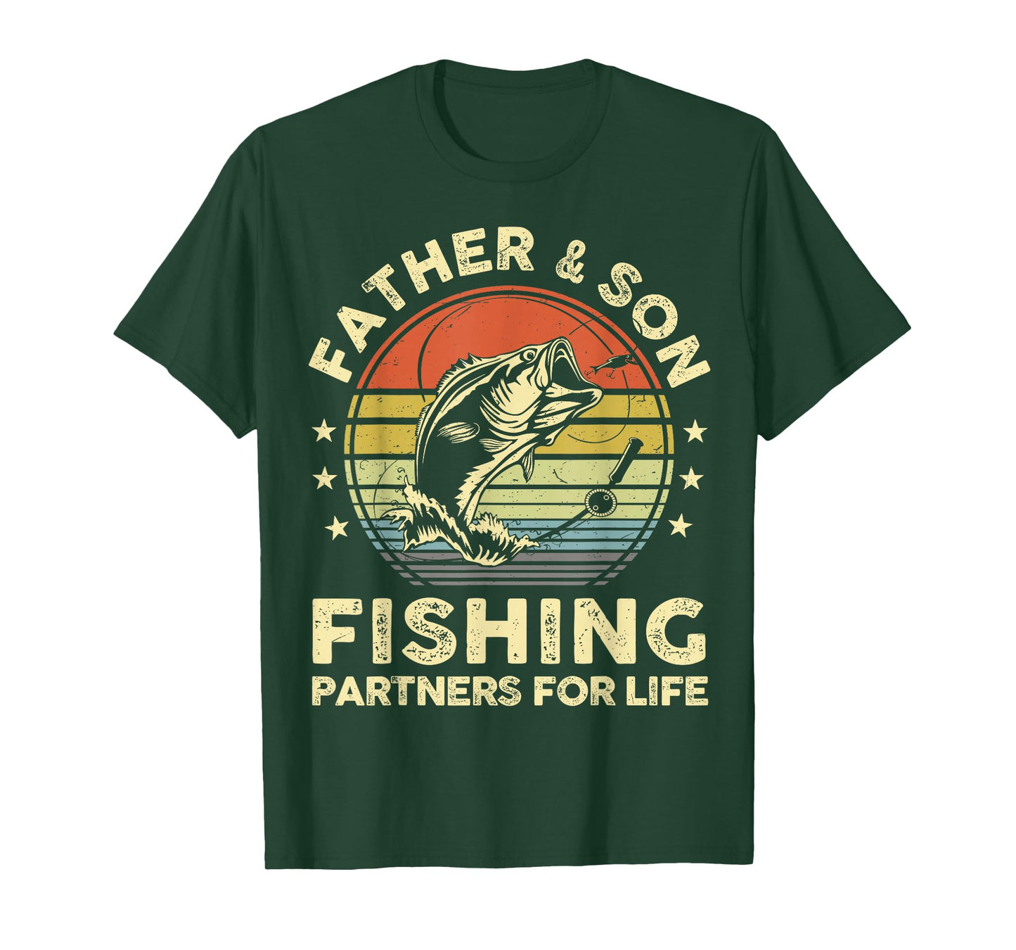 Father Son Matching Fishing Funny Bass Fish Dad Graphic T-Shirt