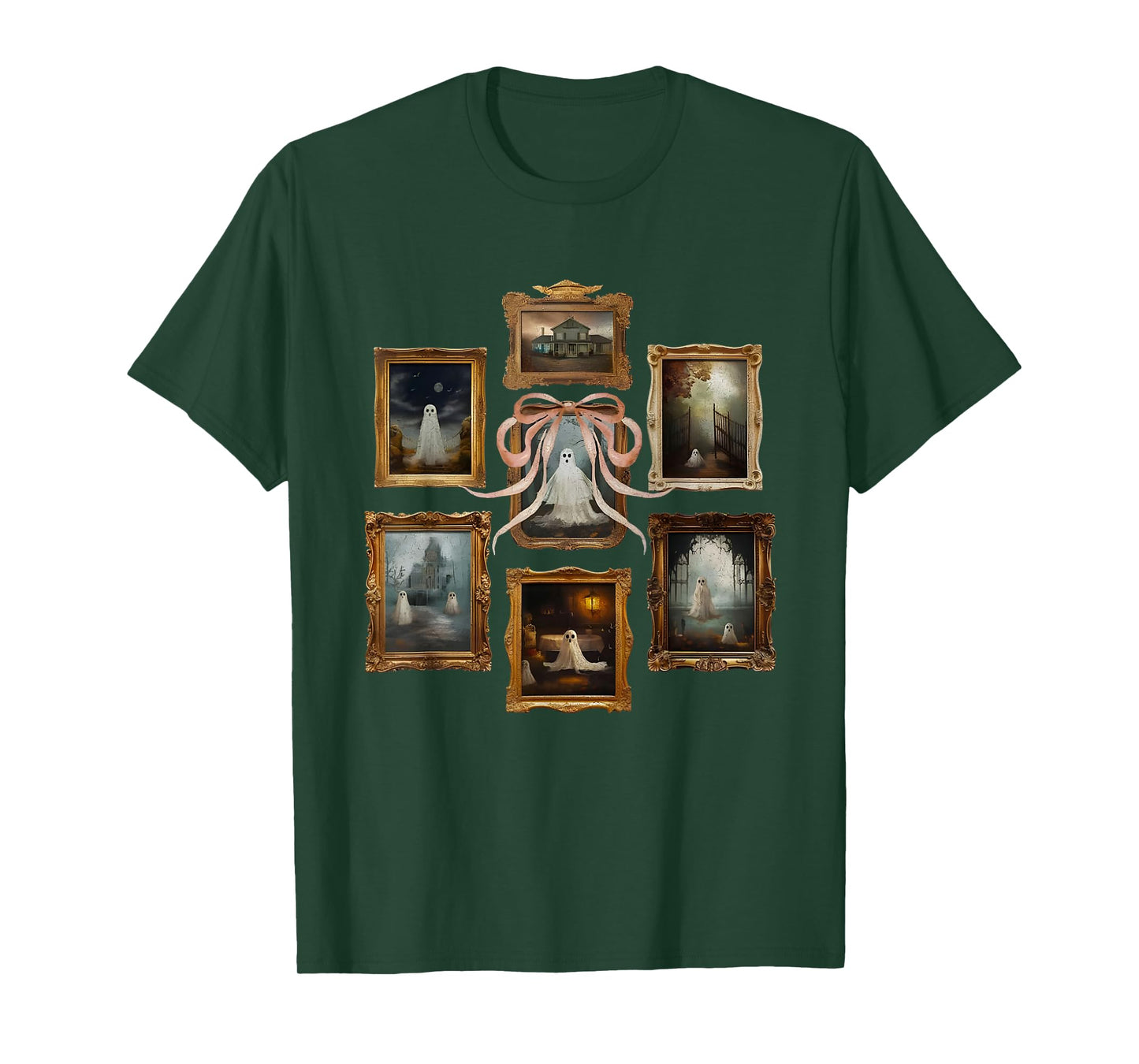 Halloween Ghost Picture Frame Haunted Heirlooms T-Shirt