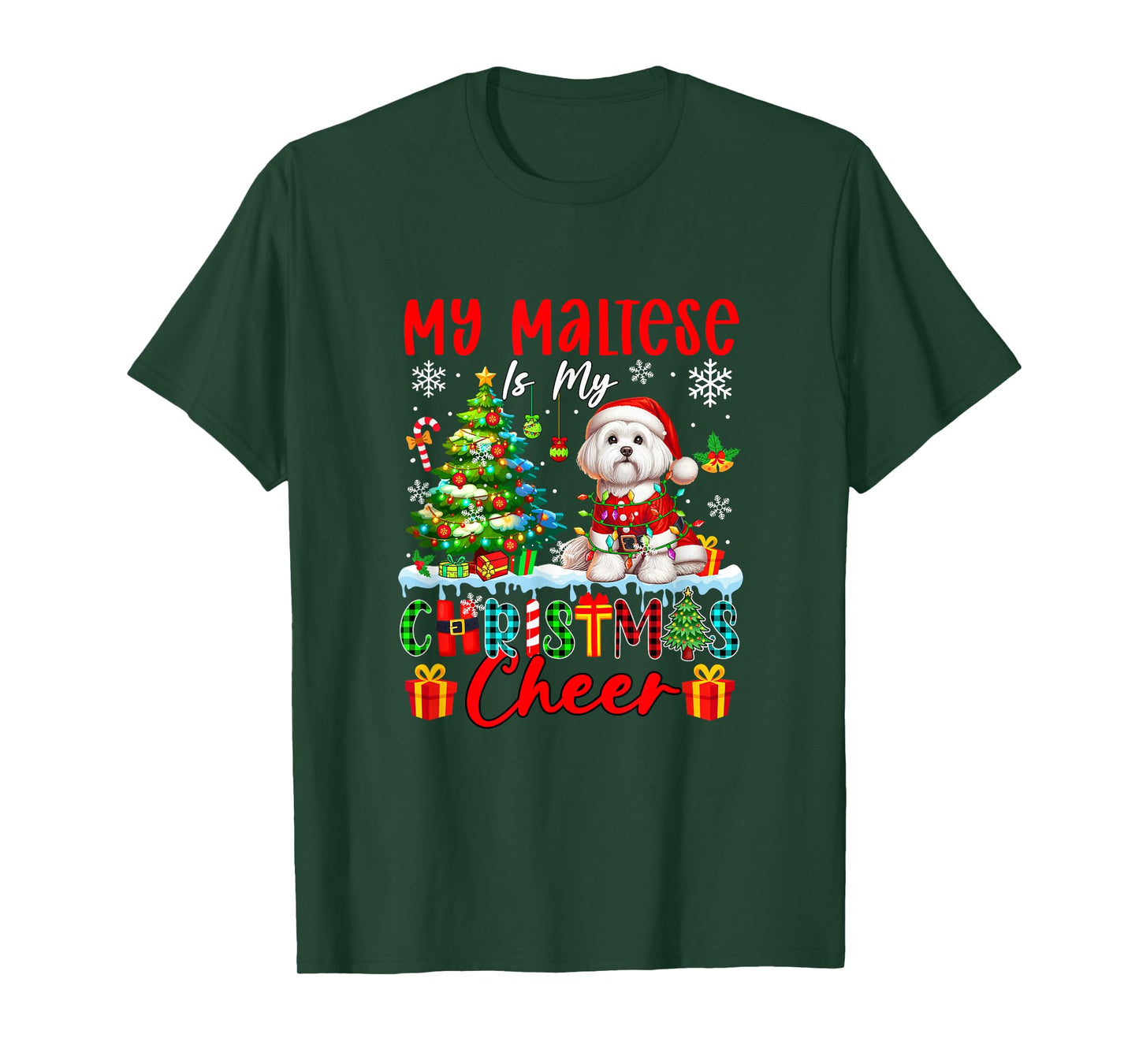 My Maltese is My Xmas Cheer Funny Santa Dog Owner Kids T-Shirt