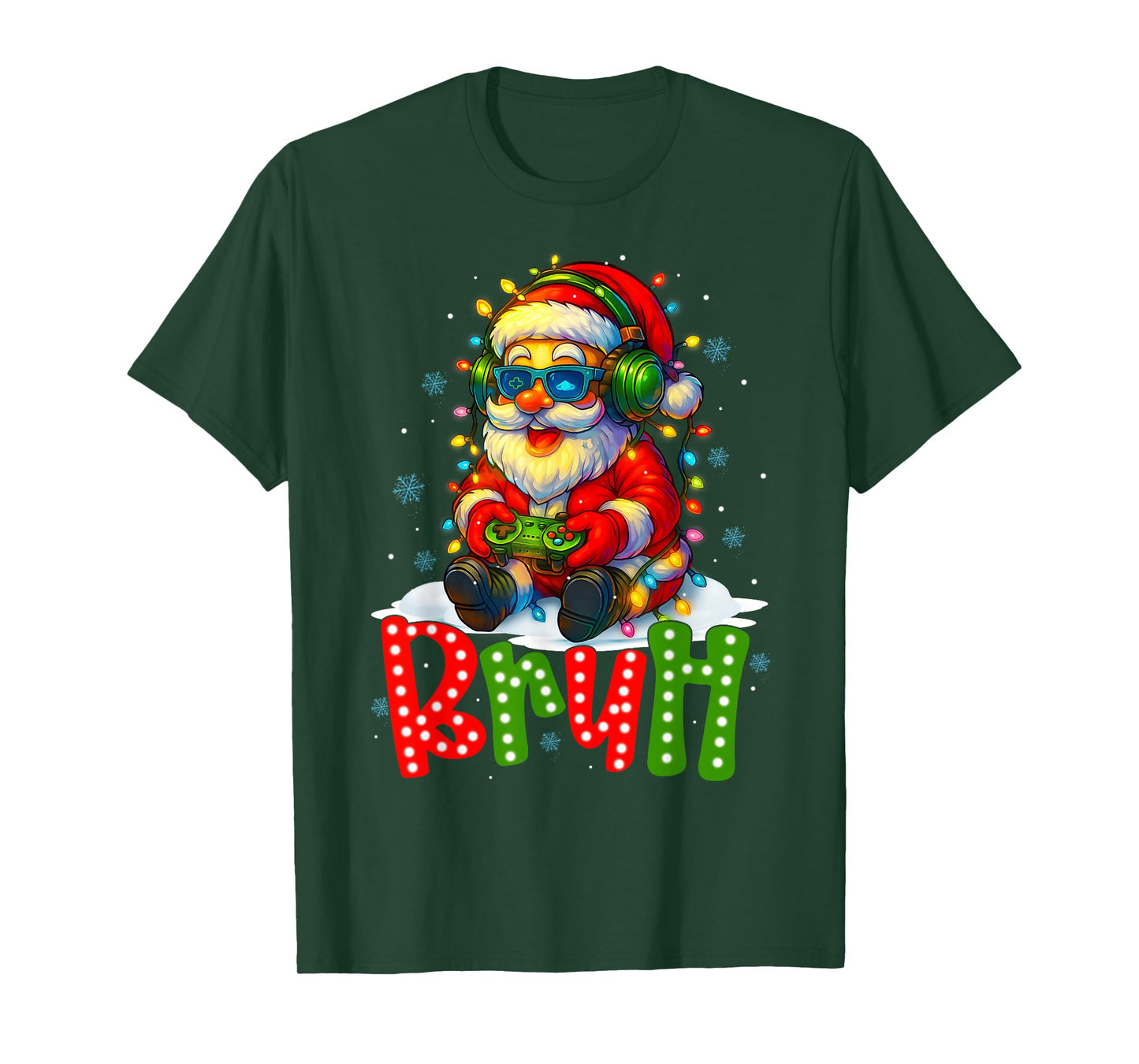 Bruh Christmas Santa Claus Gamer Video Game Xmas Pajamas T-Shirt