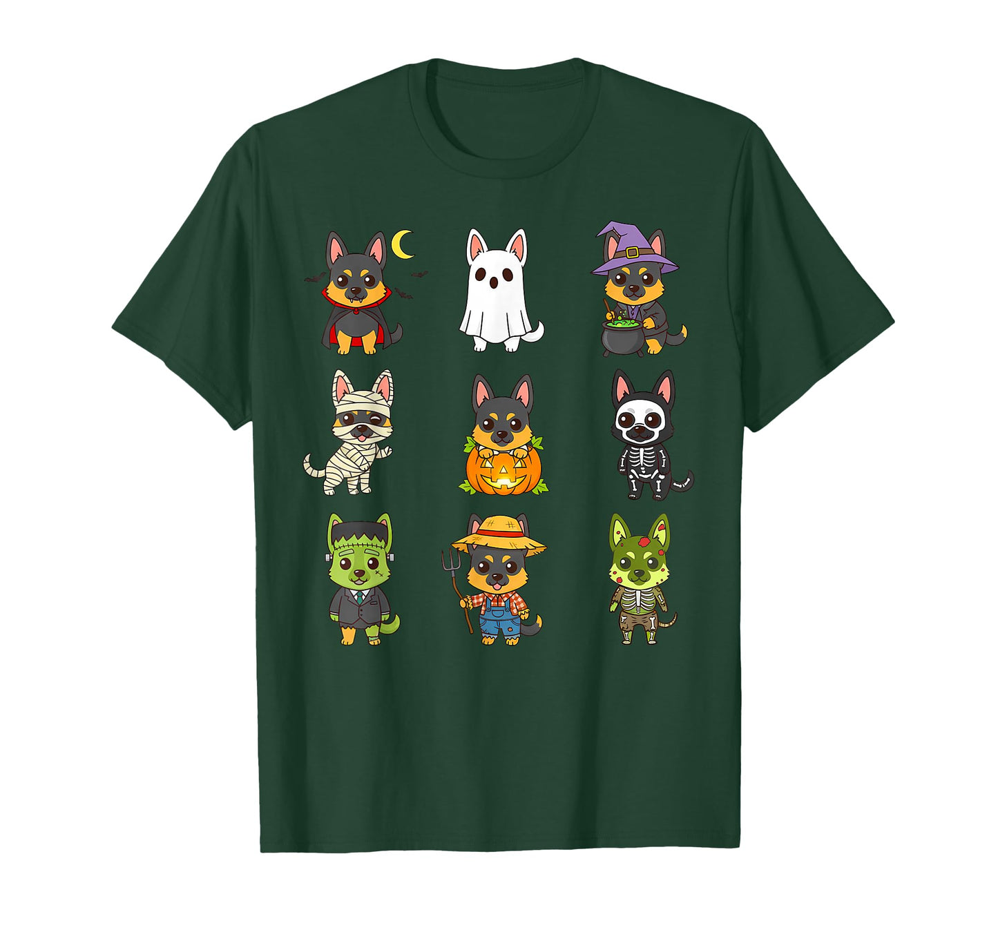 German Shepherd Puppy Spooky Halloween Monster Alsatian Dog T-Shirt