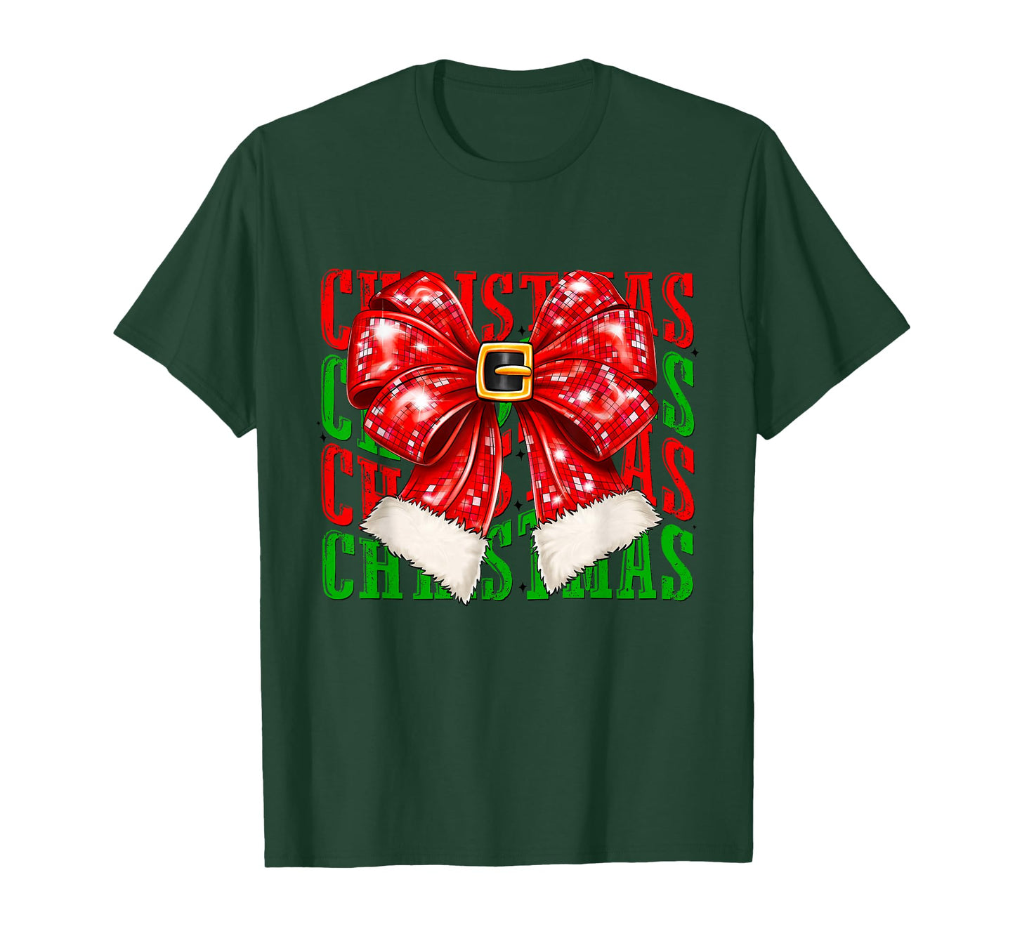 Christmas Coquette Bow Aesthetic Santa Holiday Vibes T-Shirt