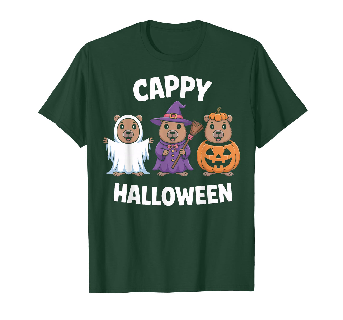 Cappy Halloween Capybara Animal Pumpkin Witch Humor Fans T-Shirt