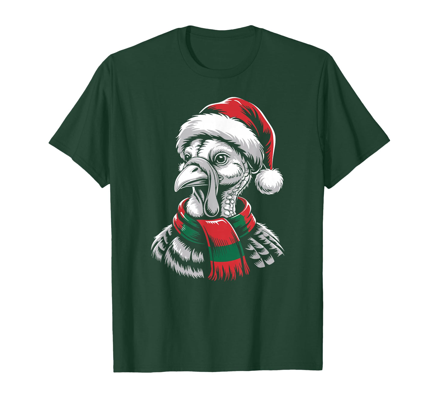 Turkey Xmas Santa Hat Scarf Christmas Costume T-Shirt