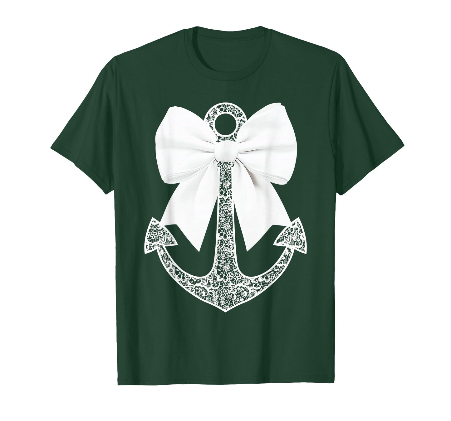 White Lace Bow Tie Nautical Cruise Anchor Boat Cruiser Lover T-Shirt