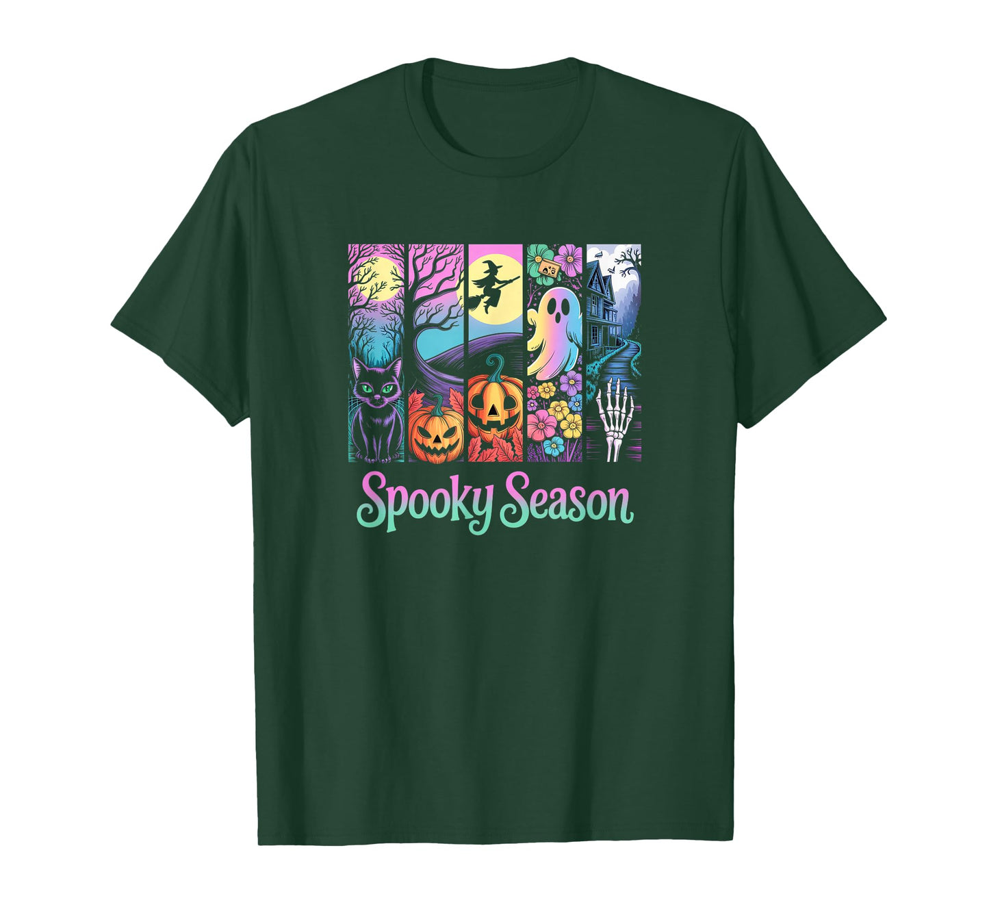 Spooky Season Halloween Graphic Tee with Ghosts and Pumpkins T-Shirt