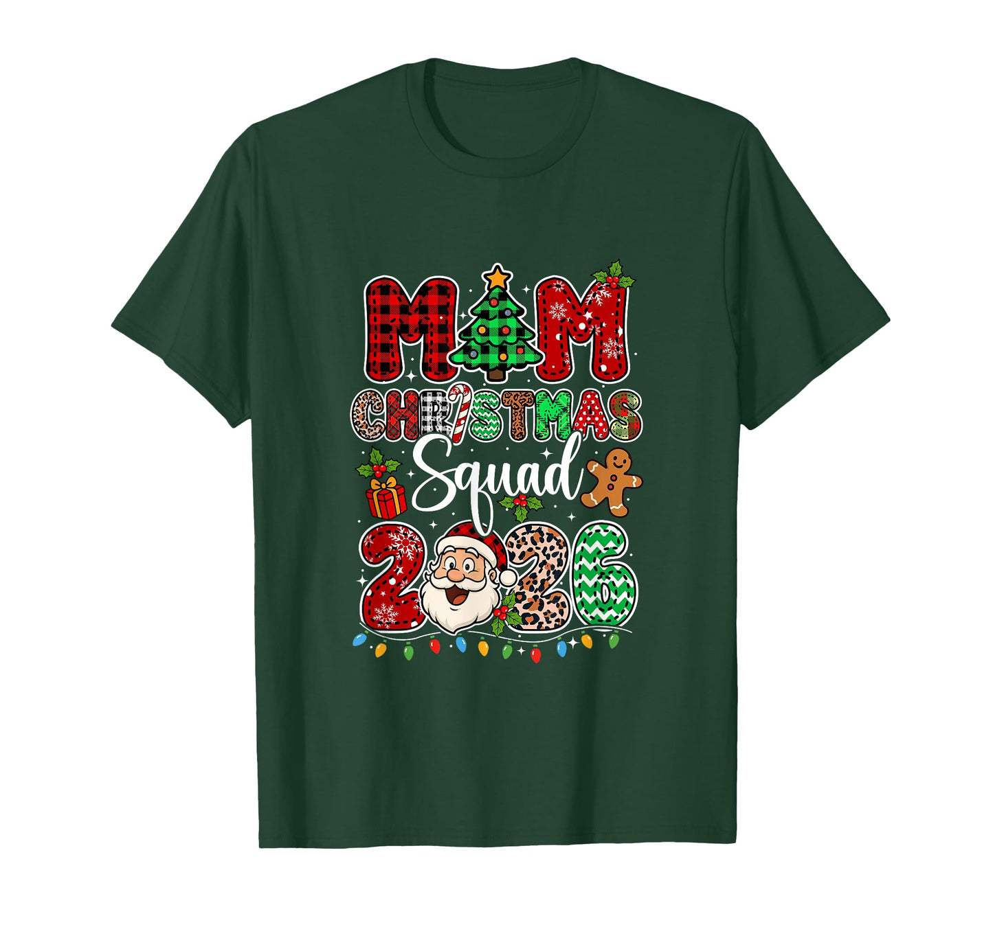 Mom Christmas Crew 2026 Leopard Funny Santa Family Group T-Shirt