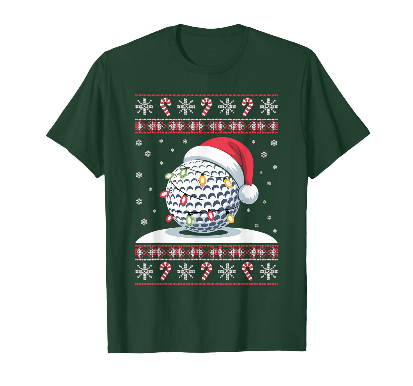 Golf Ball Santa Hat Ugly Christmas Sweater Golfer Golfing T-Shirt