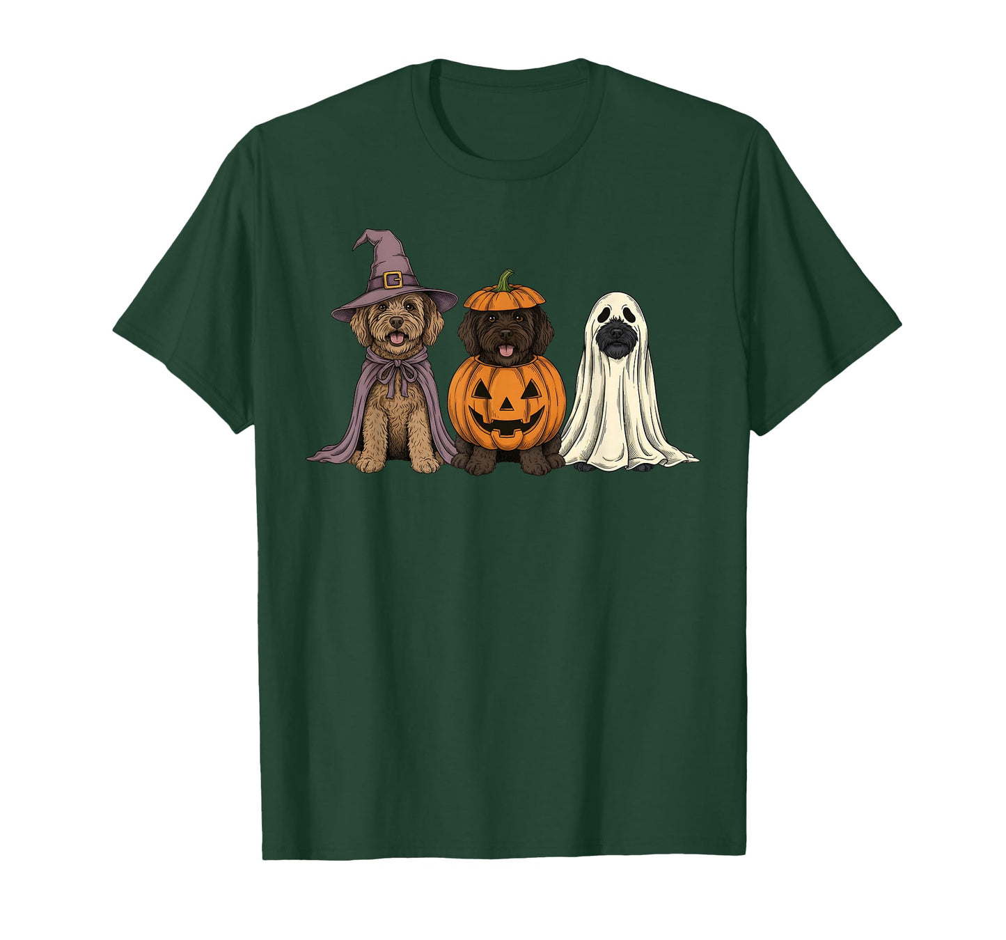 Spooky Ghost Portuguese Water Dog Pumpkin Halloween T-Shirt