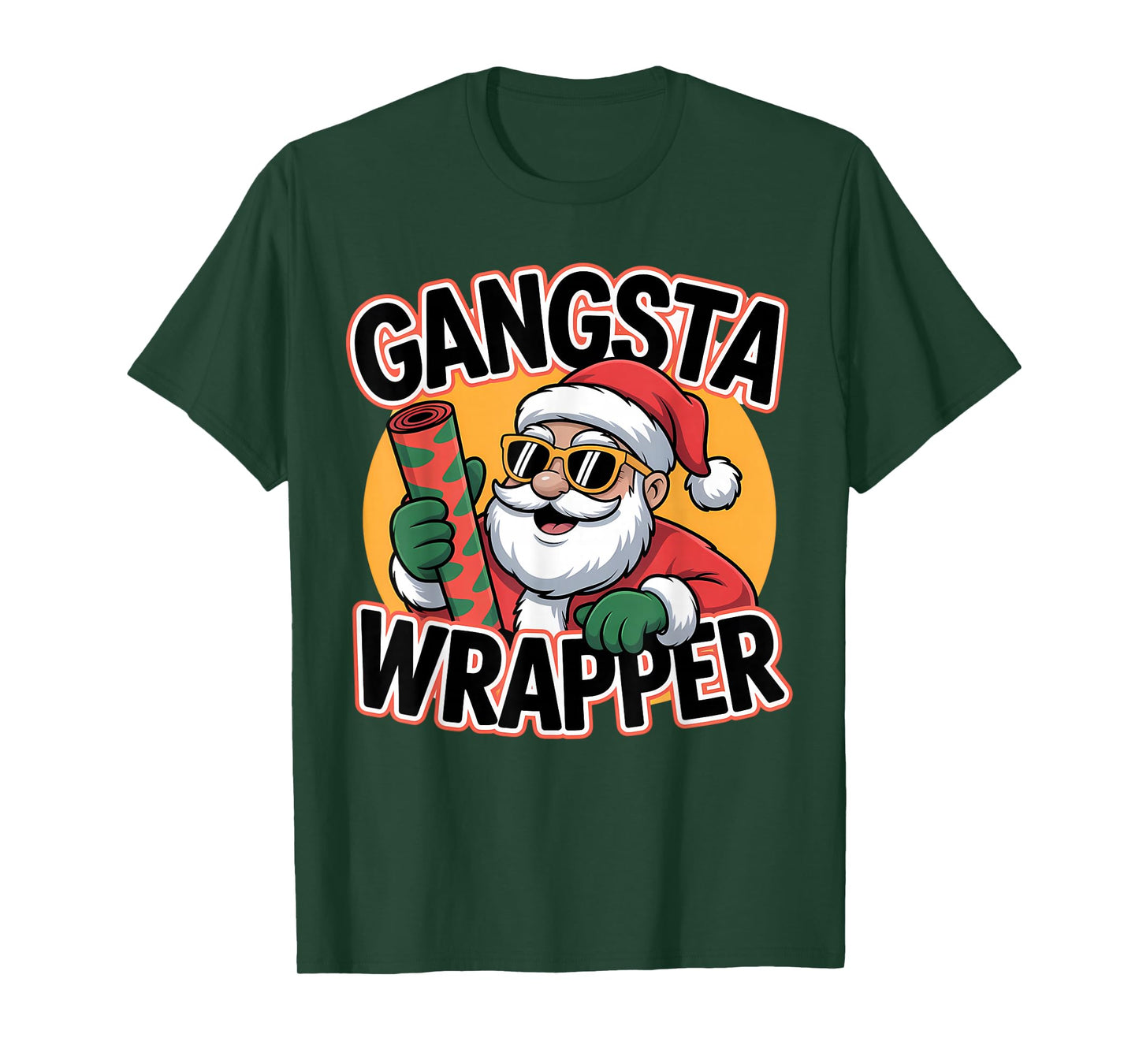Gangsta Wrapper Funny Santa Christmas Holiday T-Shirt