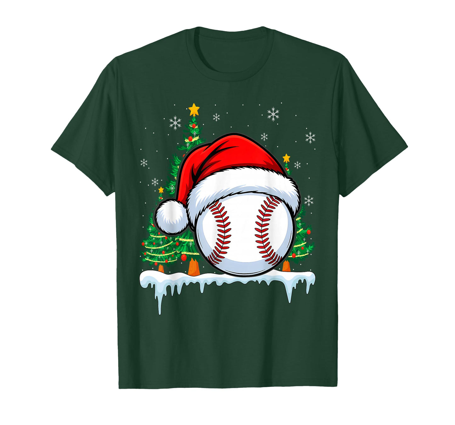 Christmas Baseball Ball Santa Hat Xmas Boys Catcher Pitcher T-Shirt
