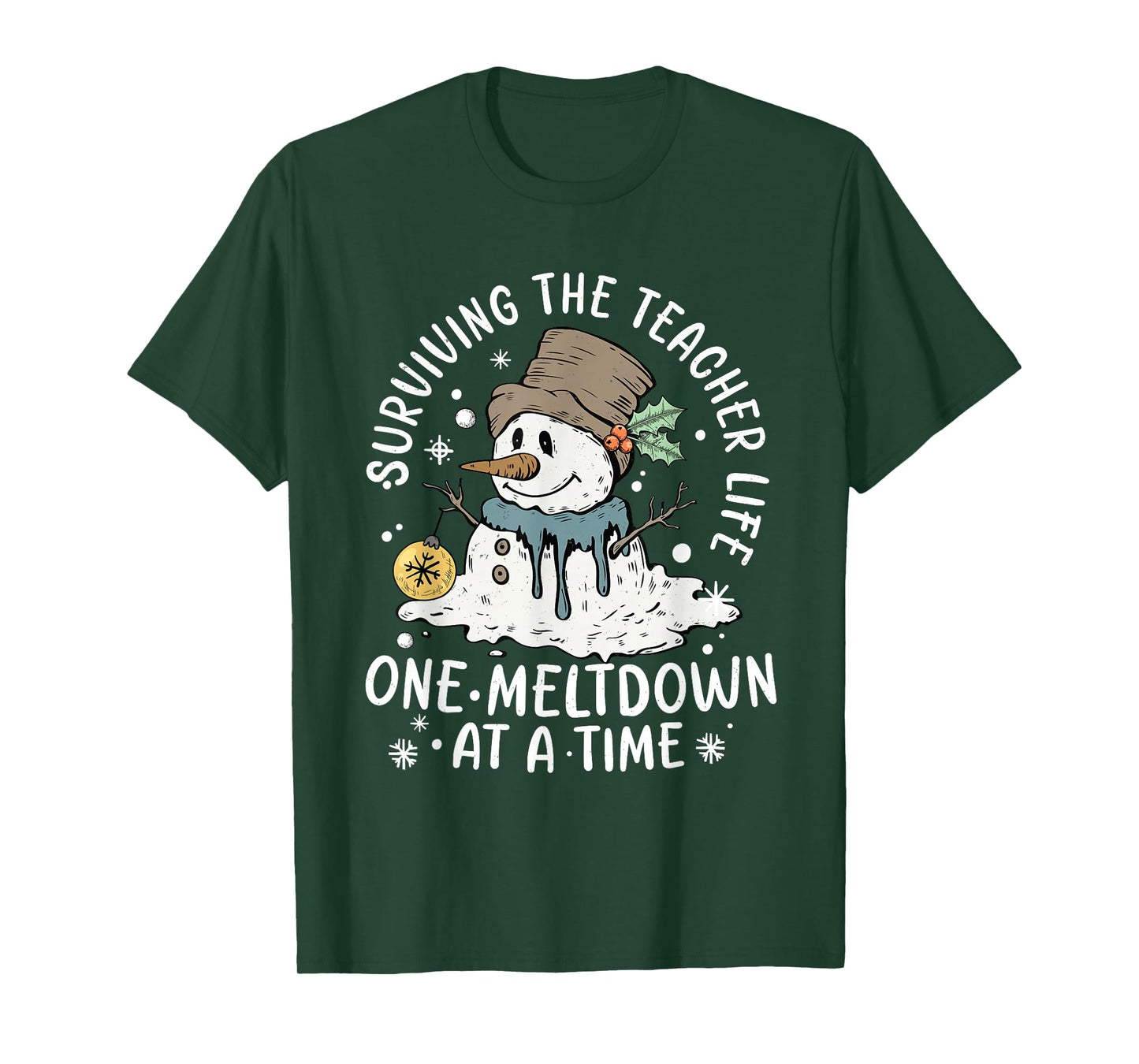 Merry Christmas Surviving Teacher Life Meltdown Xmas Snowman T-Shirt