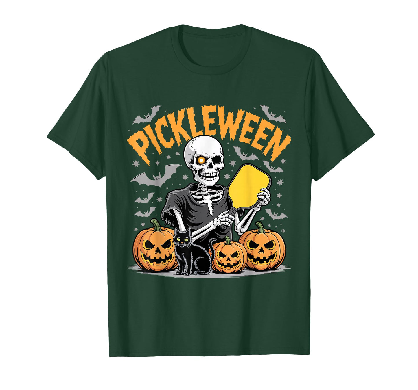 Pickleween Pickleball Player Funny Skeleton Halloween T-Shirt