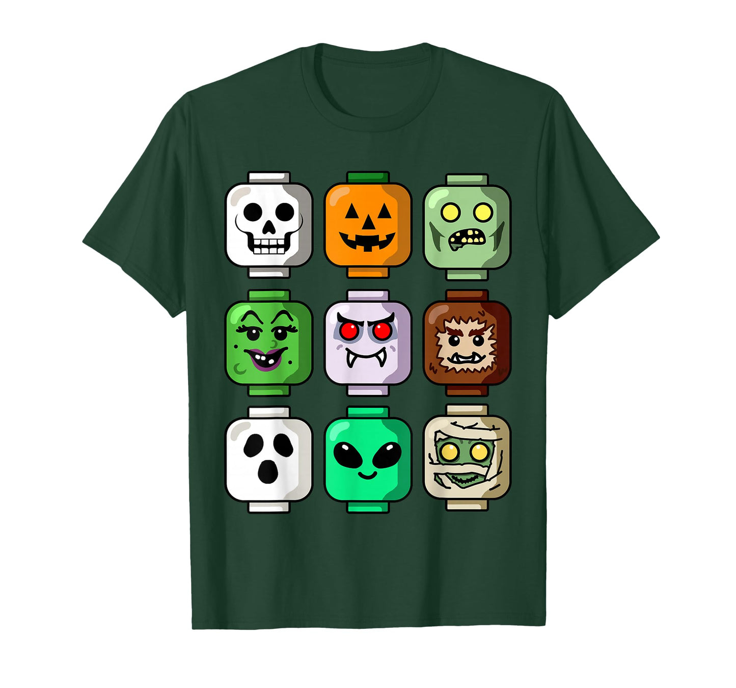 Halloween Building Brick Head Pumpkin Ghost Zombie Boys T-Shirt
