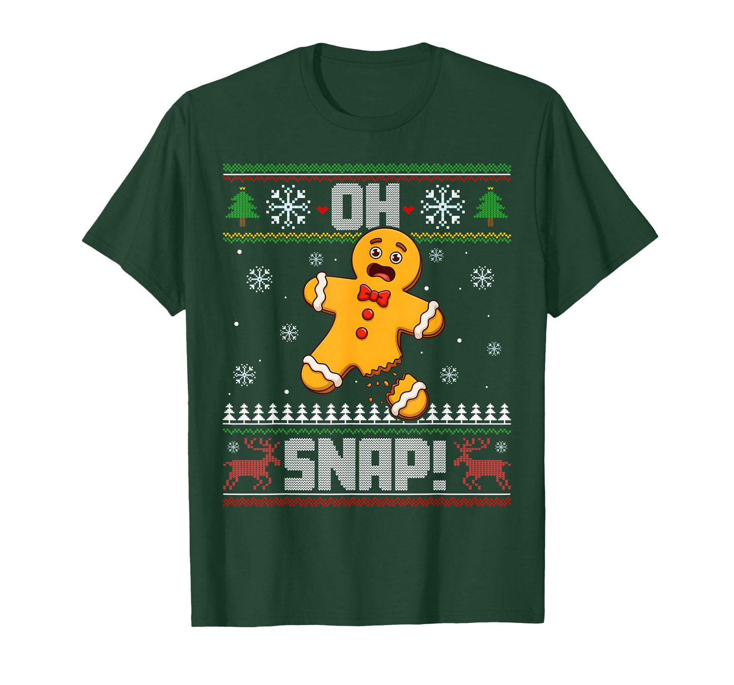 Oh Snap Gingerbread Man Cookie Baking Ugly Christmas Pajamas T-Shirt