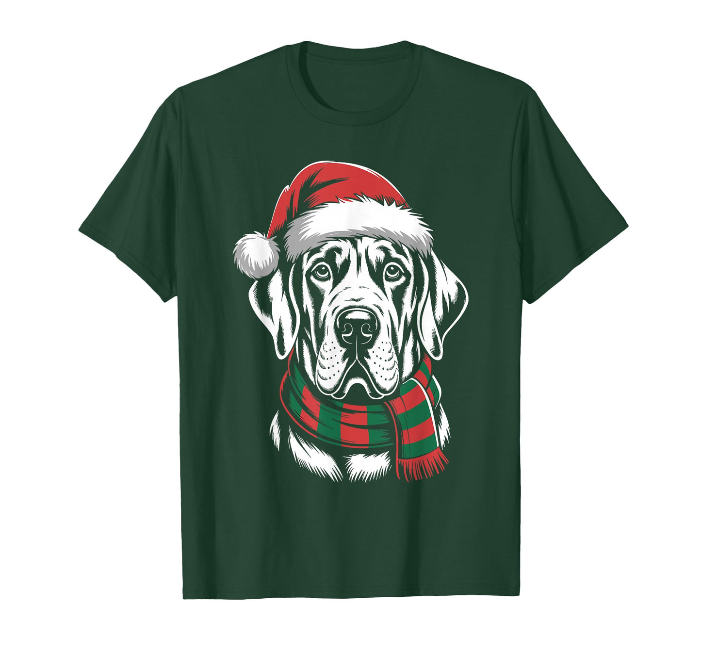 Great Dane Dog Xmas Santa Hat Scarf Christmas Costume T-Shirt
