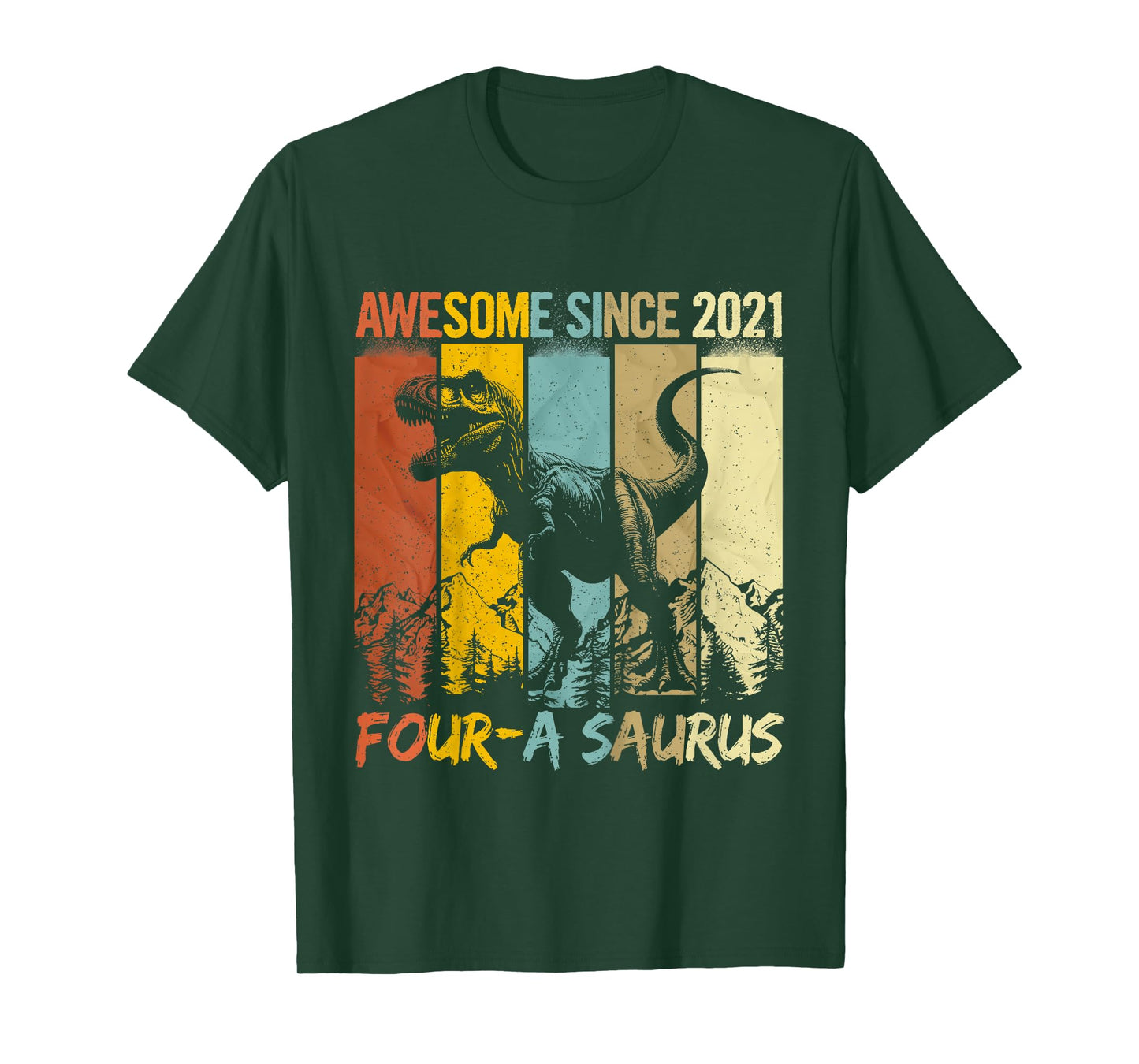 Kids 4 Year Old Dinosaur 4th Birthday T Rex Dino Four A Saurus T-Shirt