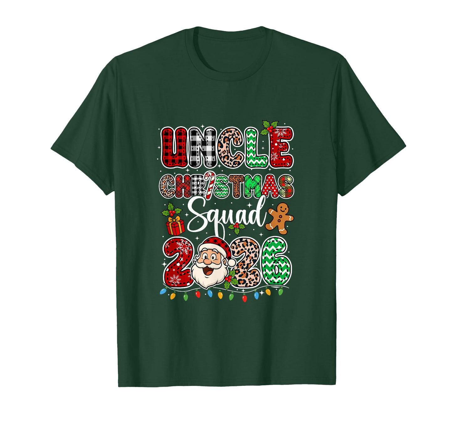Uncle Christmas Crew 2026 Leopard Funny Santa Family Group T-Shirt