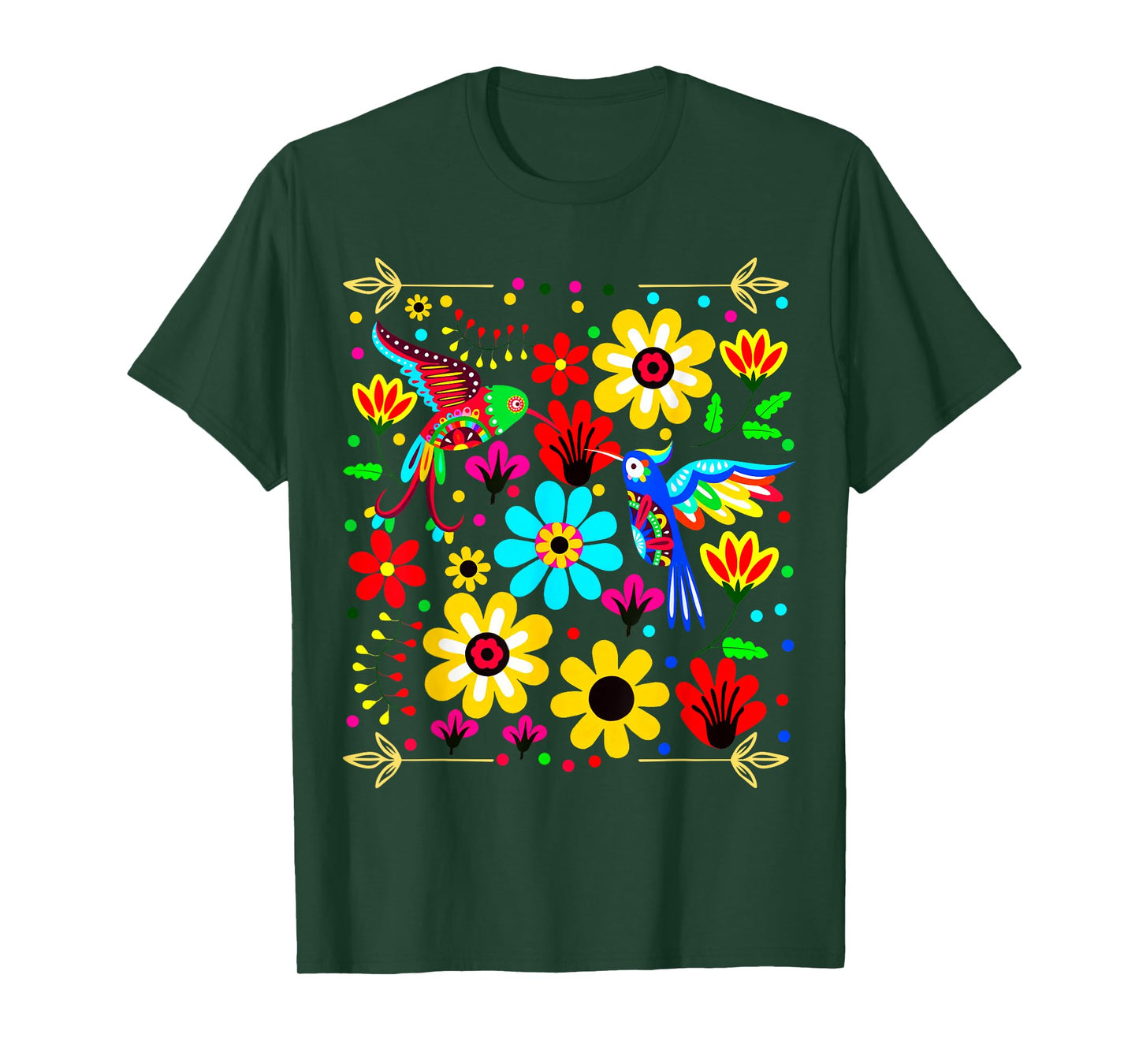 Floral Bird Otomi Mexican Style Mexicano Mexicana T-Shirt