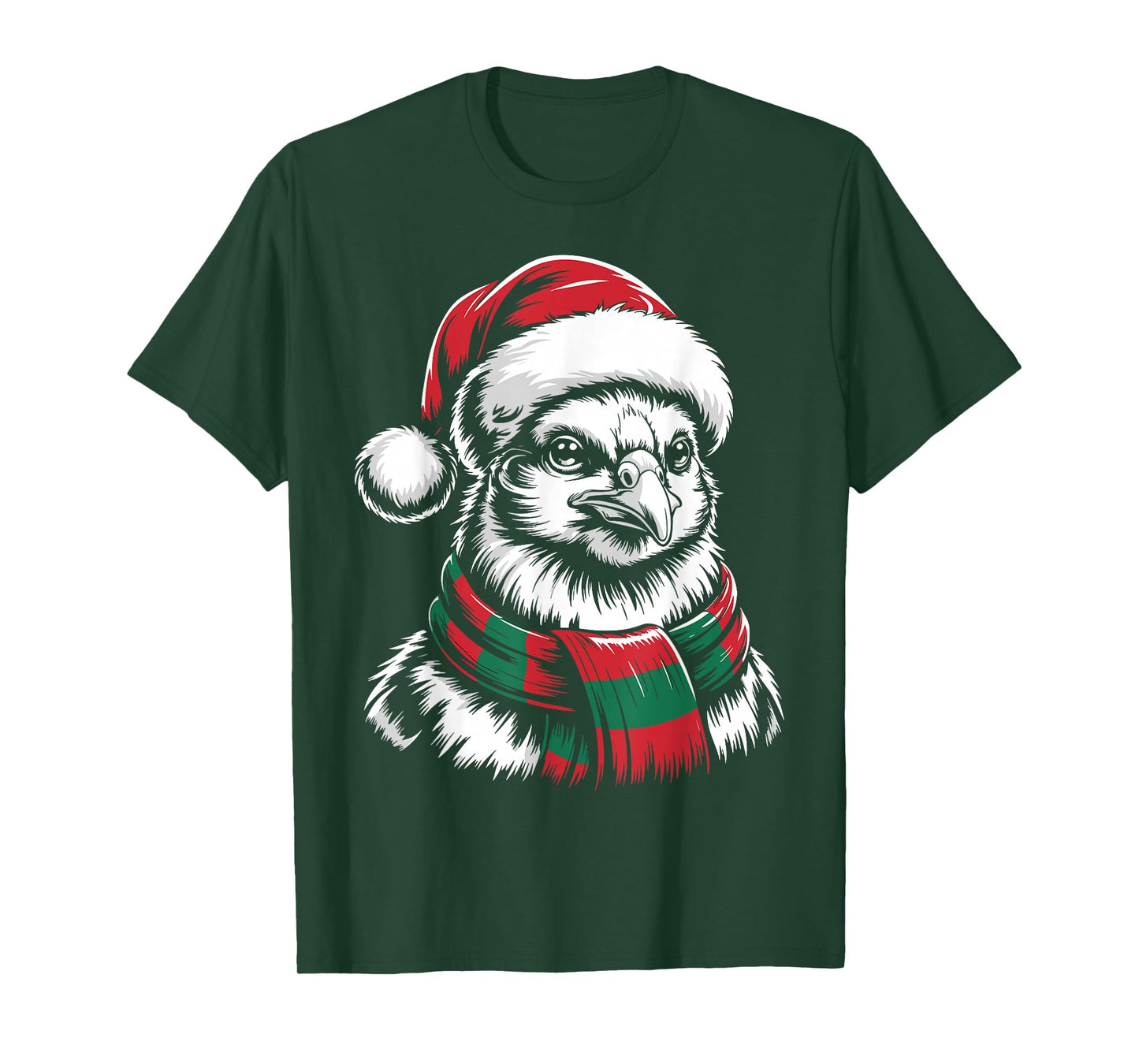Chicken Xmas Santa Hat Scarf Christmas Costume T-Shirt