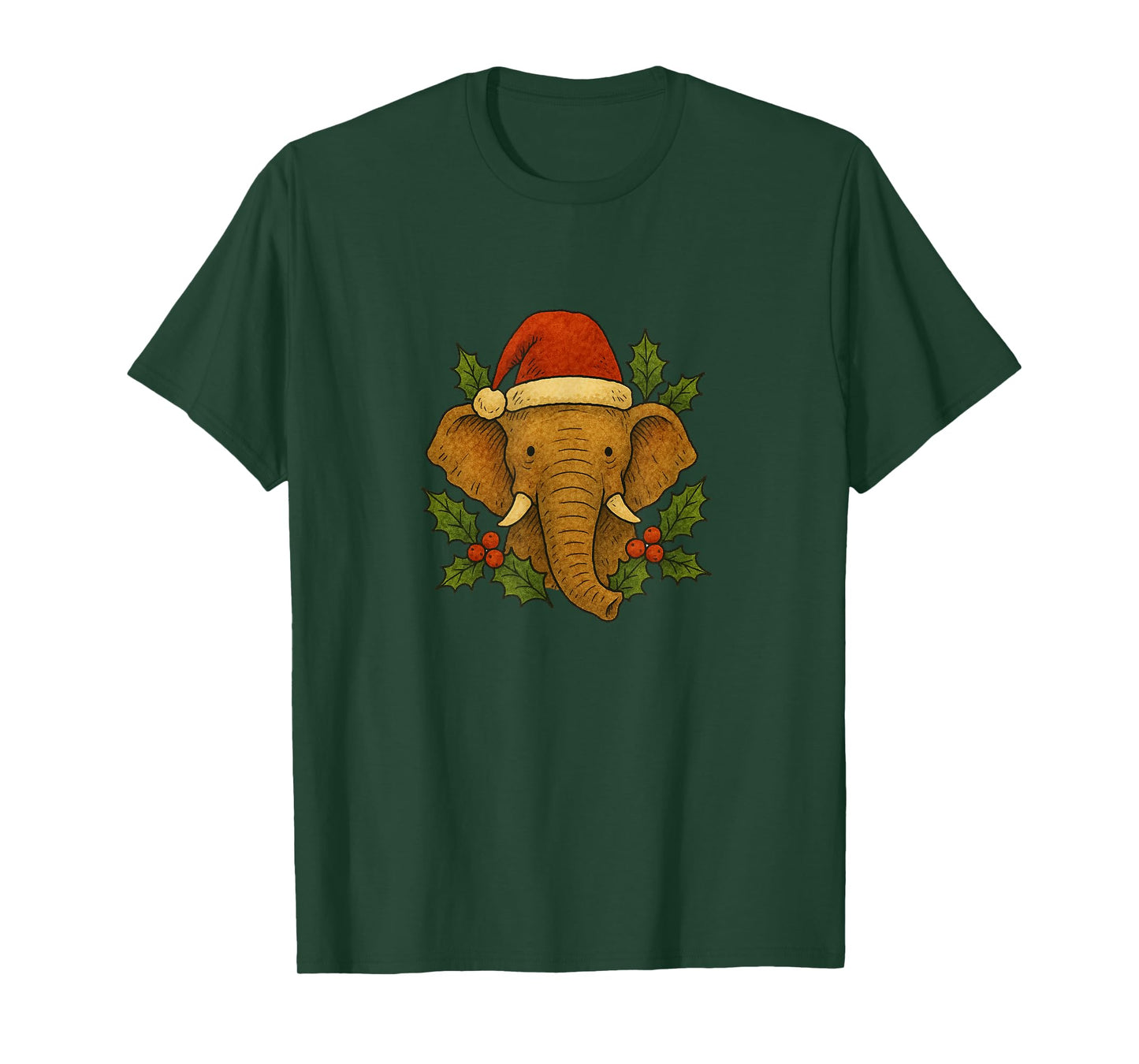 Elephant Wearing a Santa Hat Christmas Safari Holiday T-Shirt