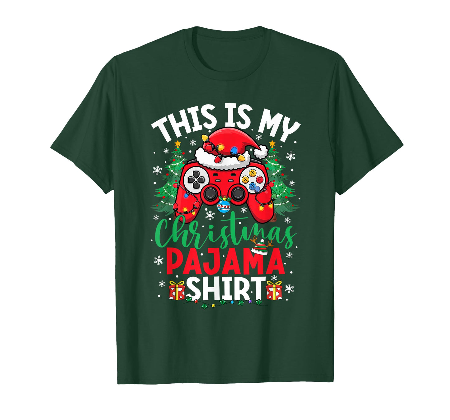 This is My Christmas Pajama Shirt Santa Hat Video Game Gamer T-Shirt