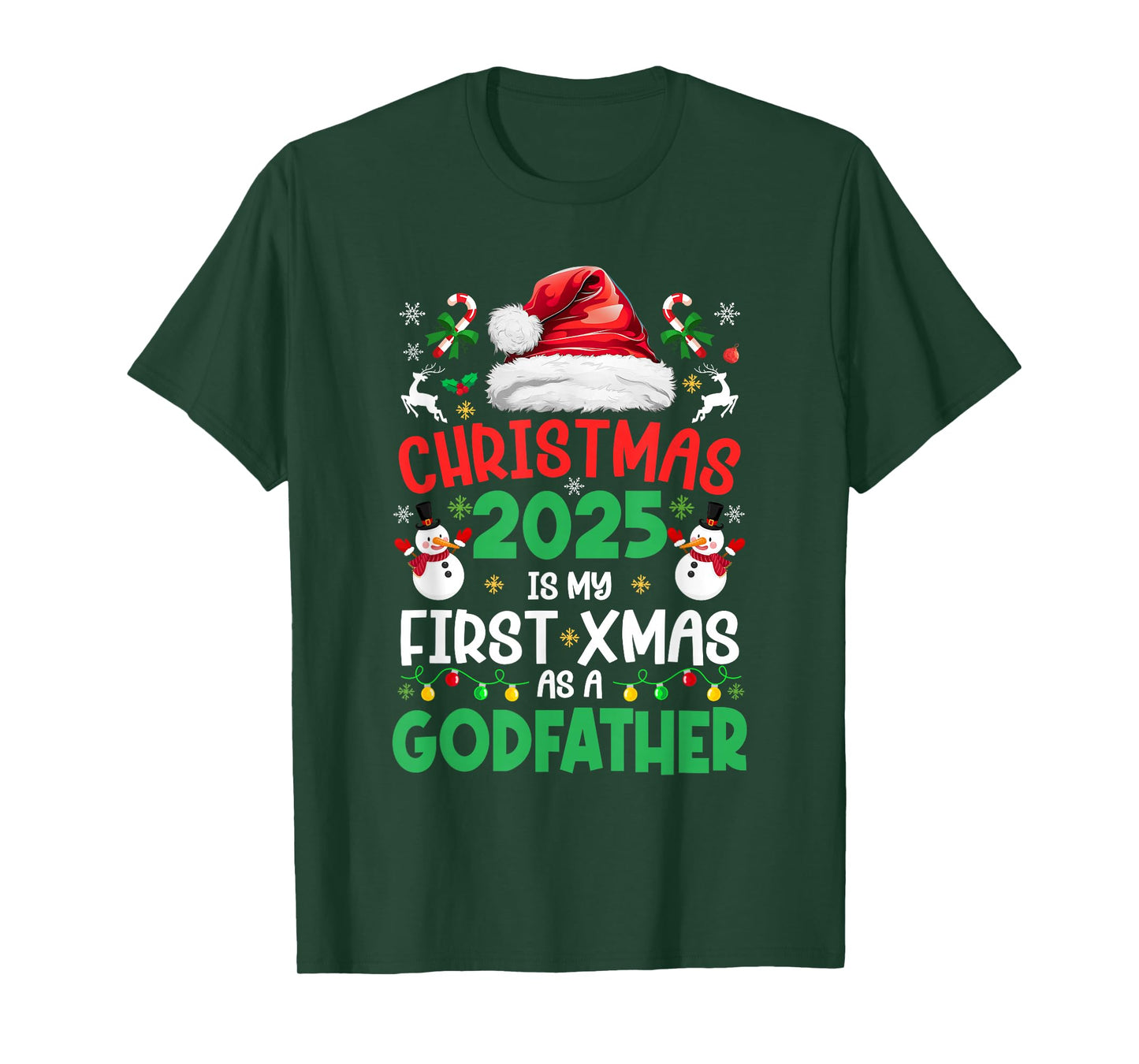 Funny Christmas 2025 is My First Xmas As A Godfather Family T-Shirt