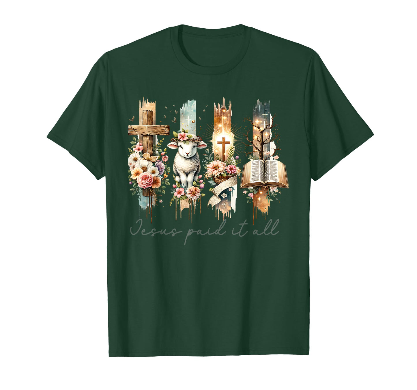 Jesus Paid It All Christian Cross Vintage Religious Easter T-Shirt