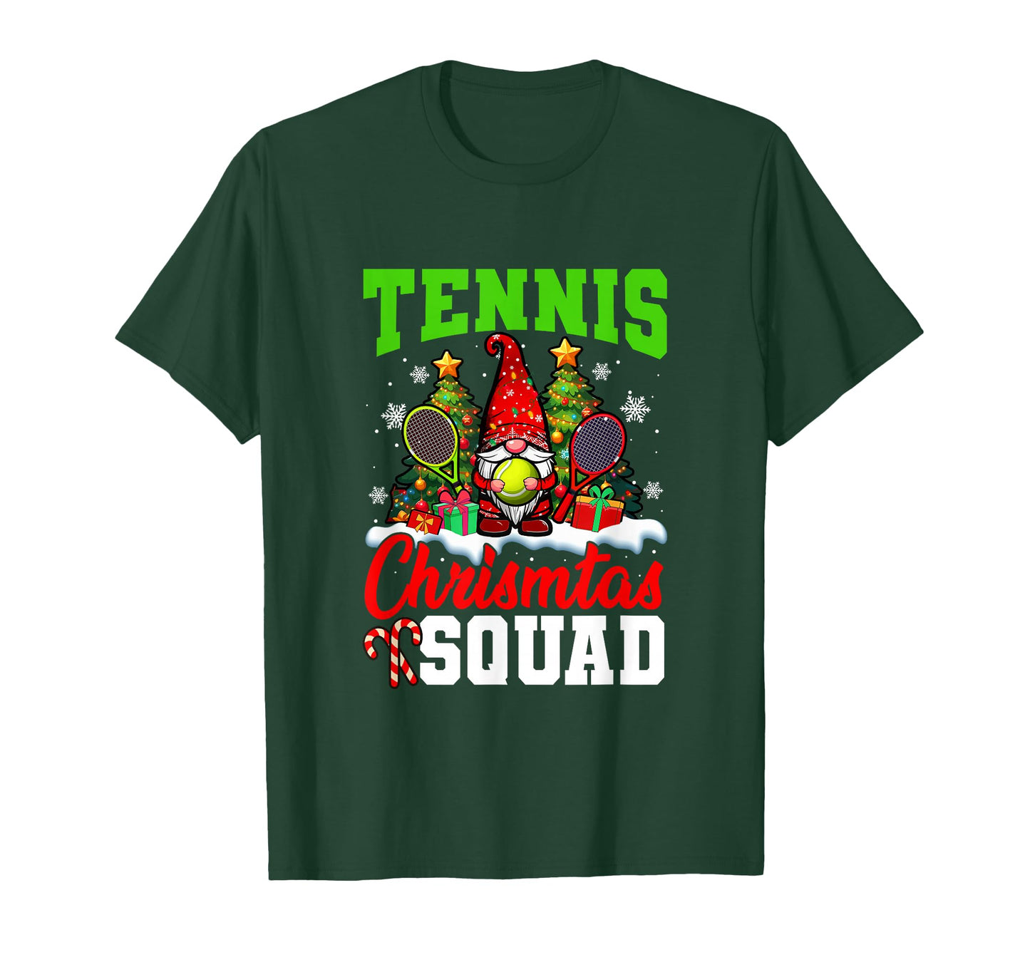 Tennis Christmas Squad Player Costume Gnome Lover Kids T-Shirt