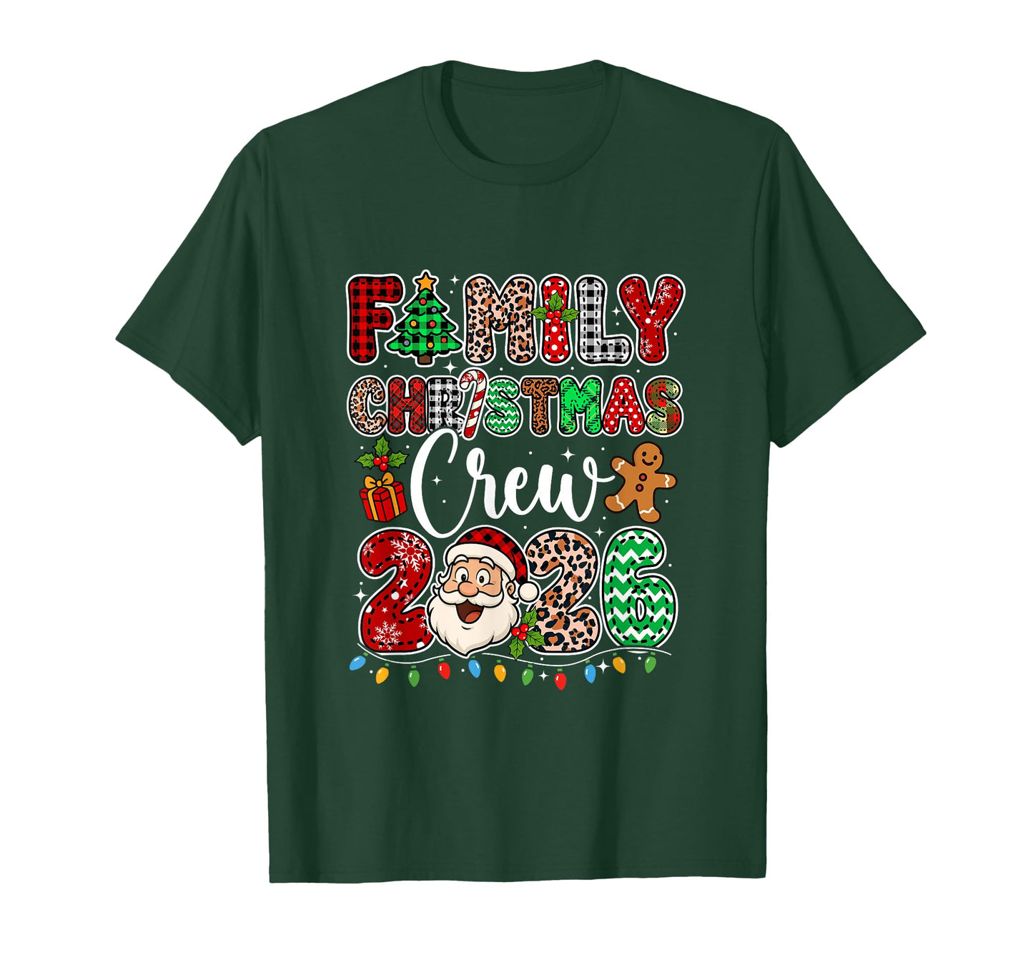 Family Christmas Crew 2026 Leopard Funny Santa Family Kids T-Shirt